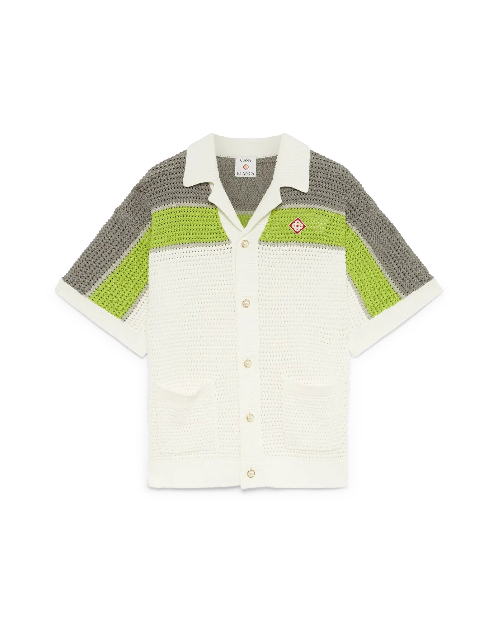 Stripe Crochet Short Sleeve Shirt | Casablanca Paris | Image 1