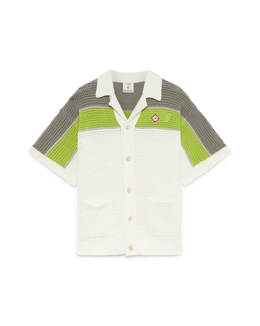 Stripe Crochet Short Sleeve Shirt | Casablanca Paris | Image 1