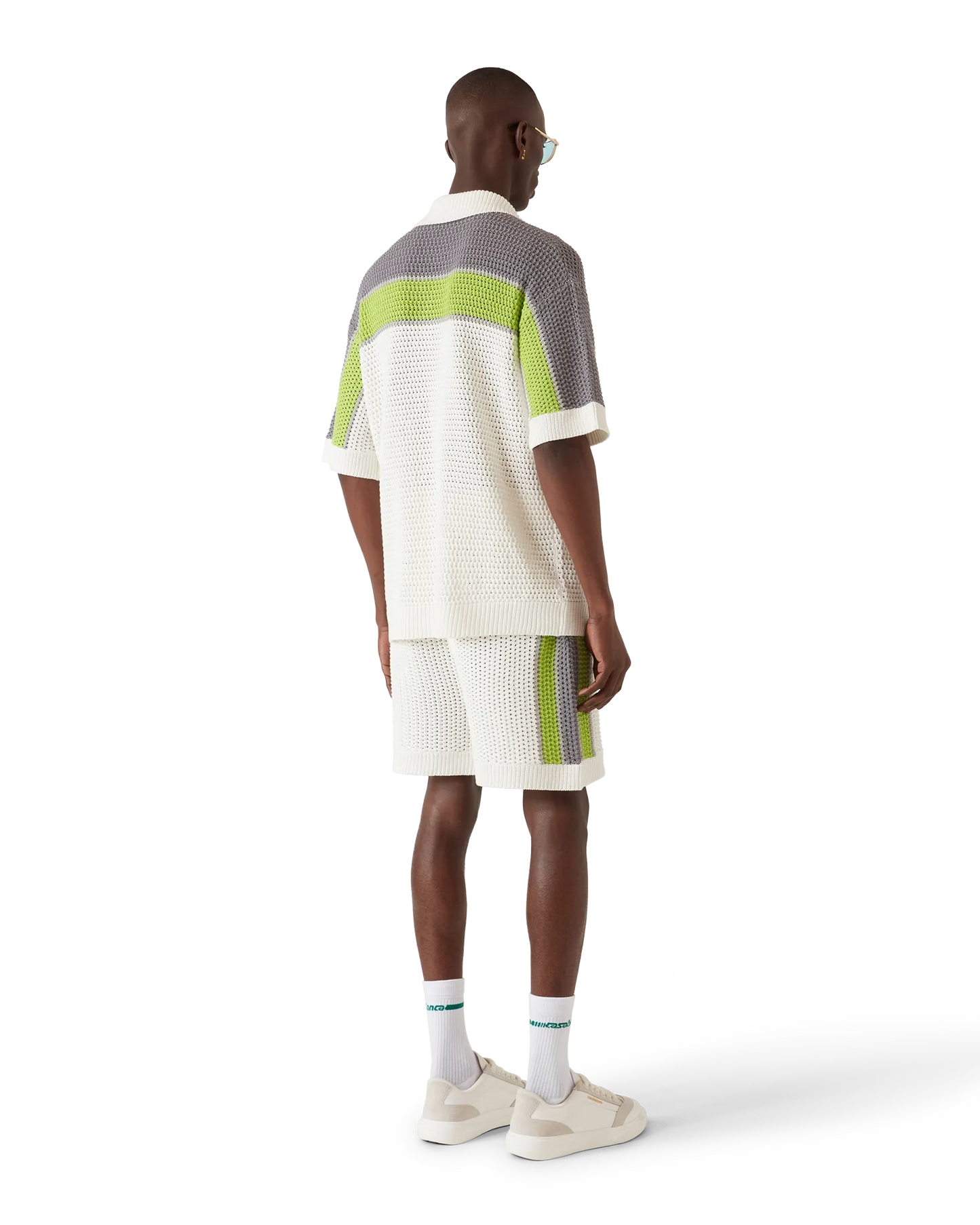 Stripe Crochet Short Sleeve Shirt | Casablanca Paris | Image 3