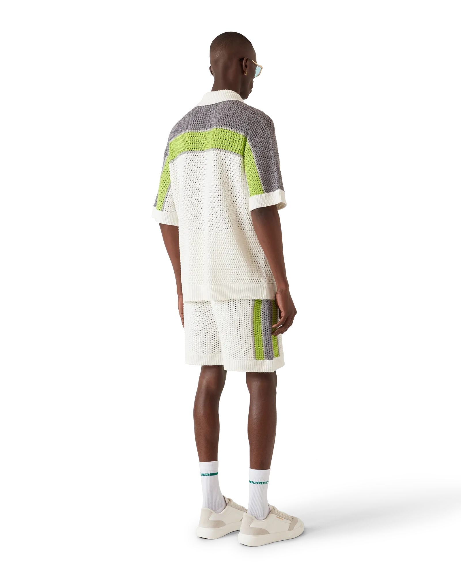 Stripe Crochet Short Sleeve Shirt | Casablanca Paris | Image 3