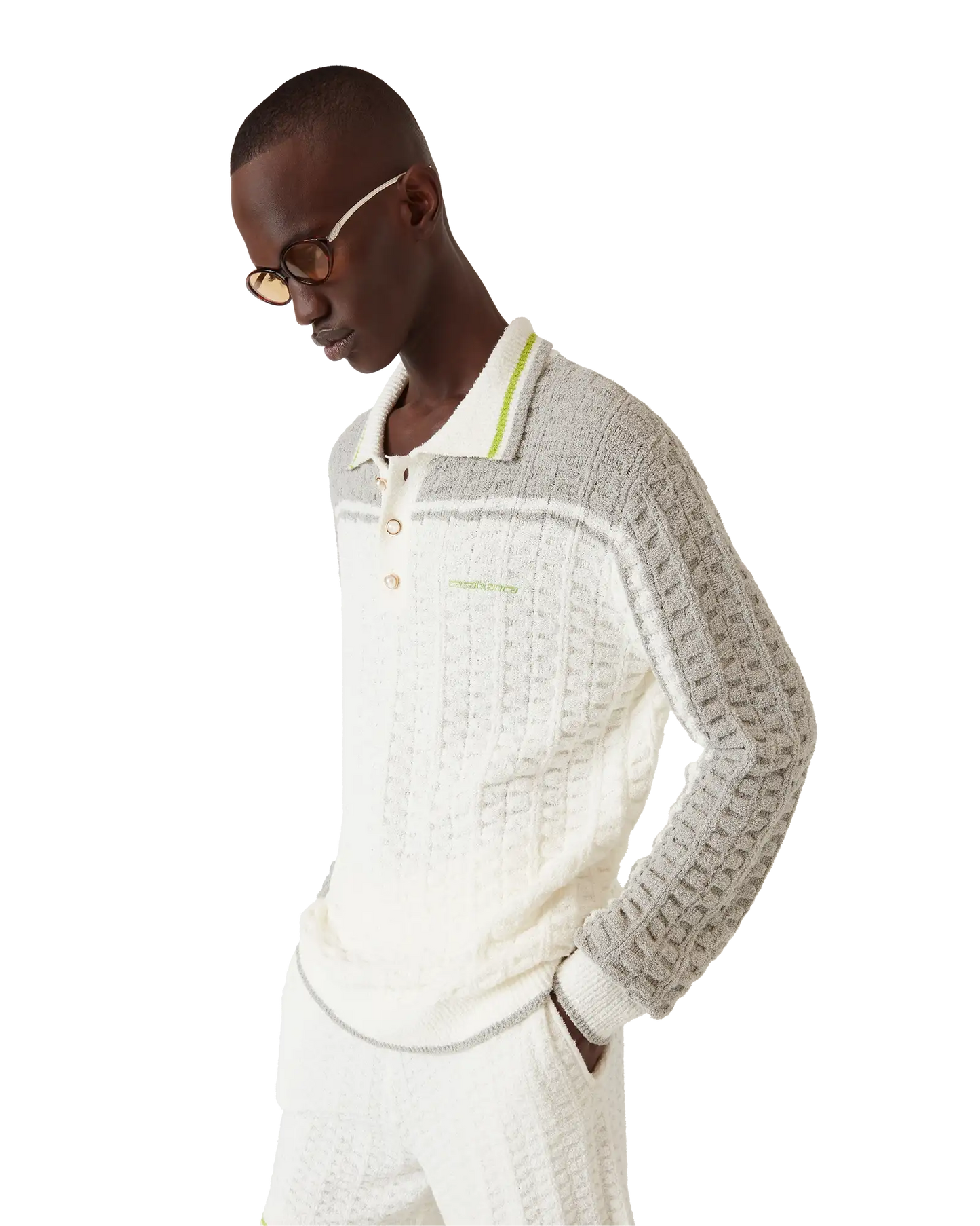 Tennis Boucle Long Sleeve Polo Shirt | Casablanca Paris | Image 4