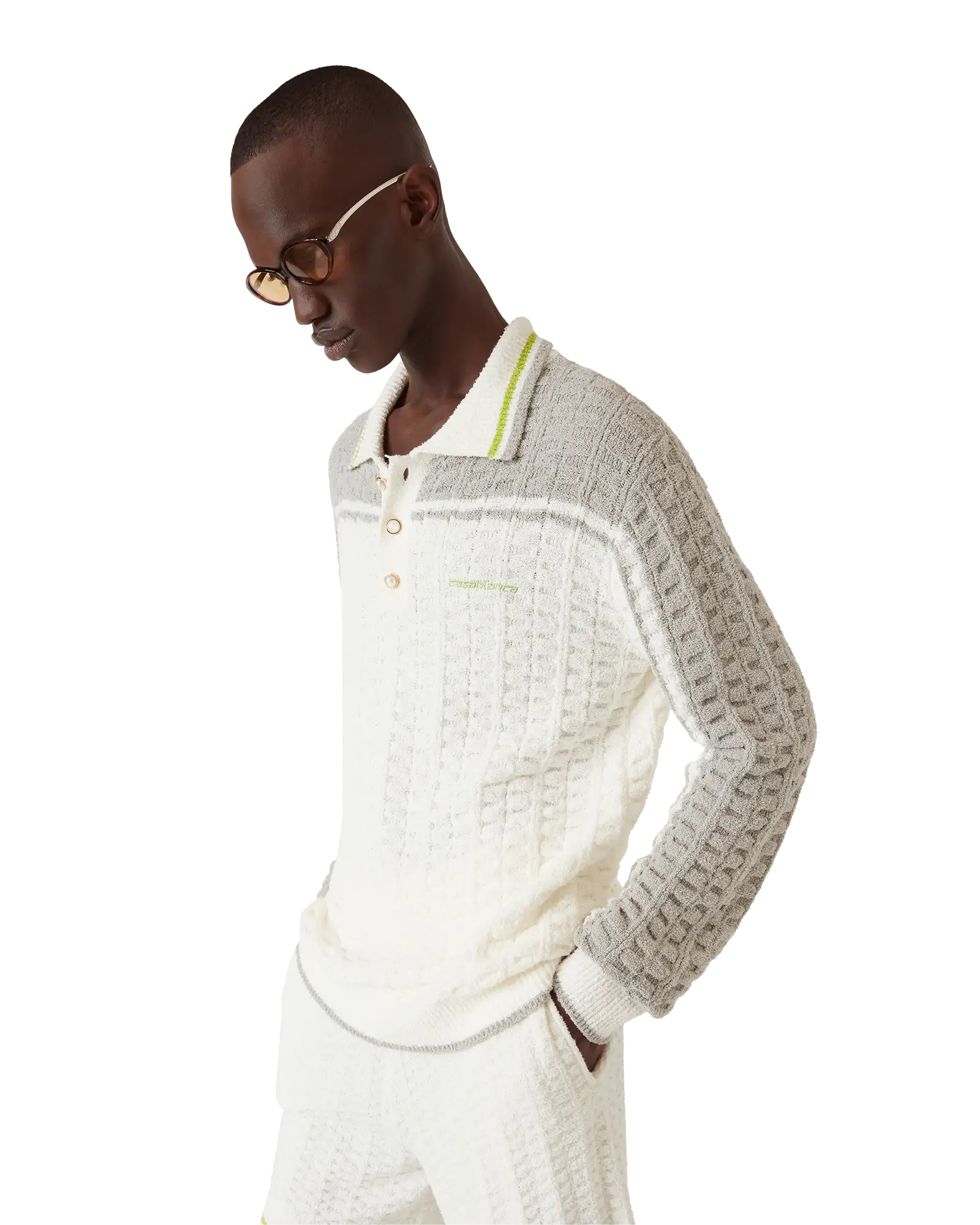 Tennis Boucle Long Sleeve Polo Shirt | Casablanca Paris | Image 4
