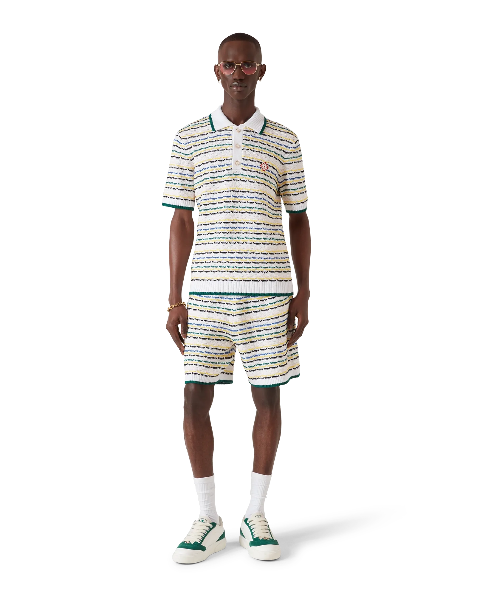 Tuck Stitch Short Sleeve Polo Shirt | Casablanca Paris | Image 2