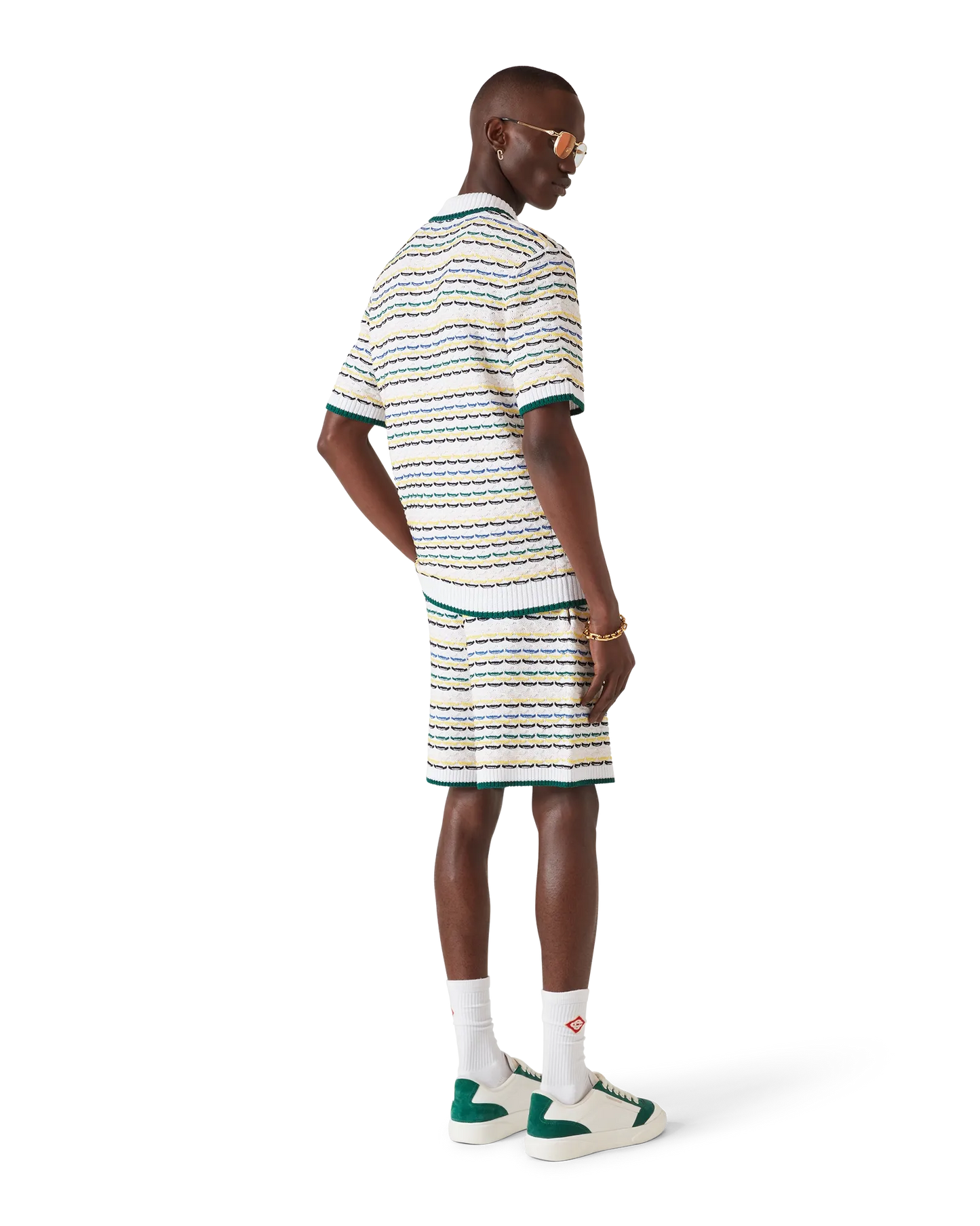 Tuck Stitch Short Sleeve Polo Shirt | Casablanca Paris | Image 3