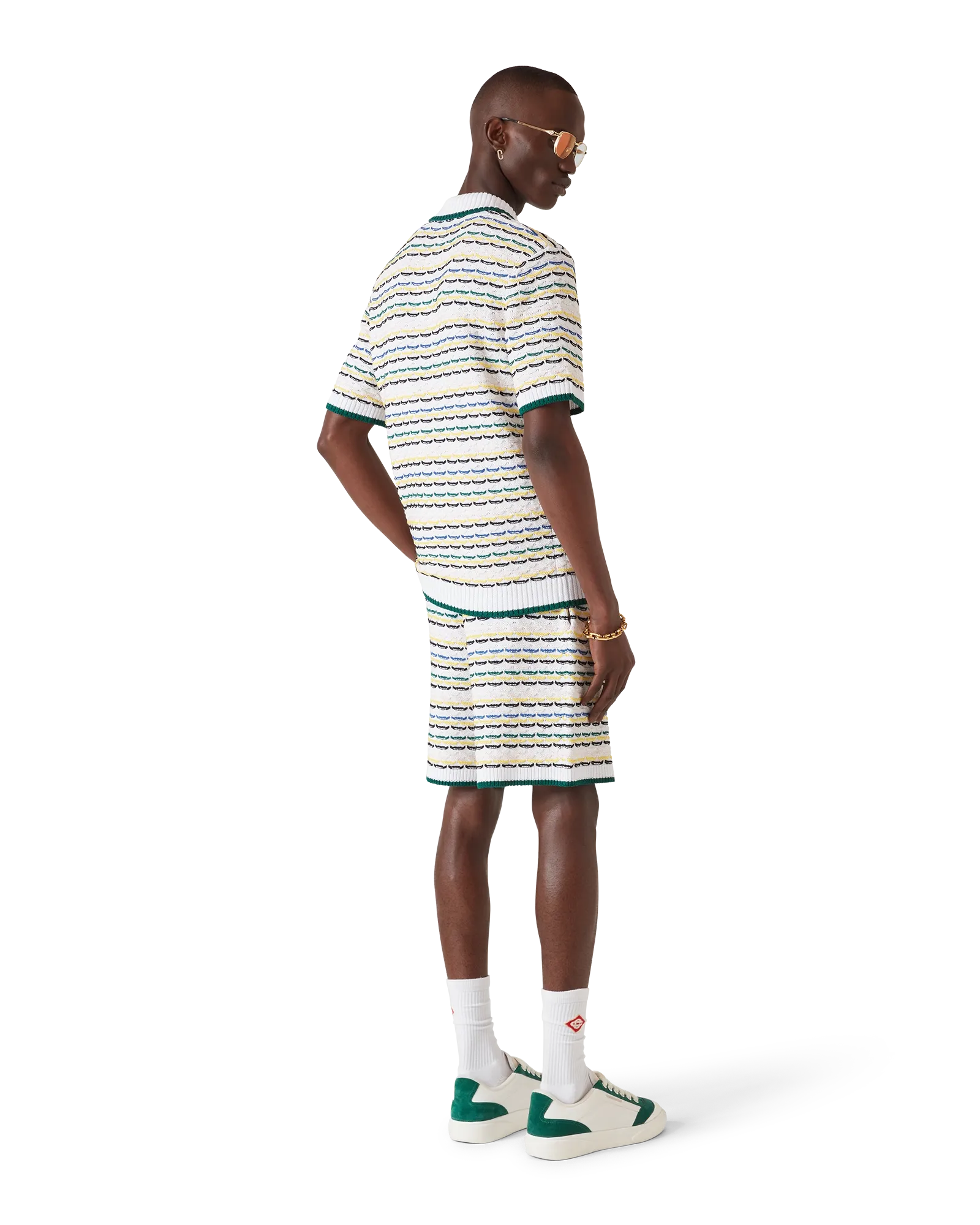 Tuck Stitch Short Sleeve Polo Shirt | Casablanca Paris | Image 3