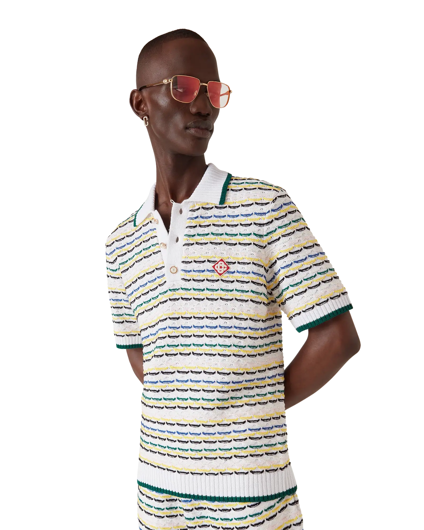 Tuck Stitch Short Sleeve Polo Shirt | Casablanca Paris | Image 4