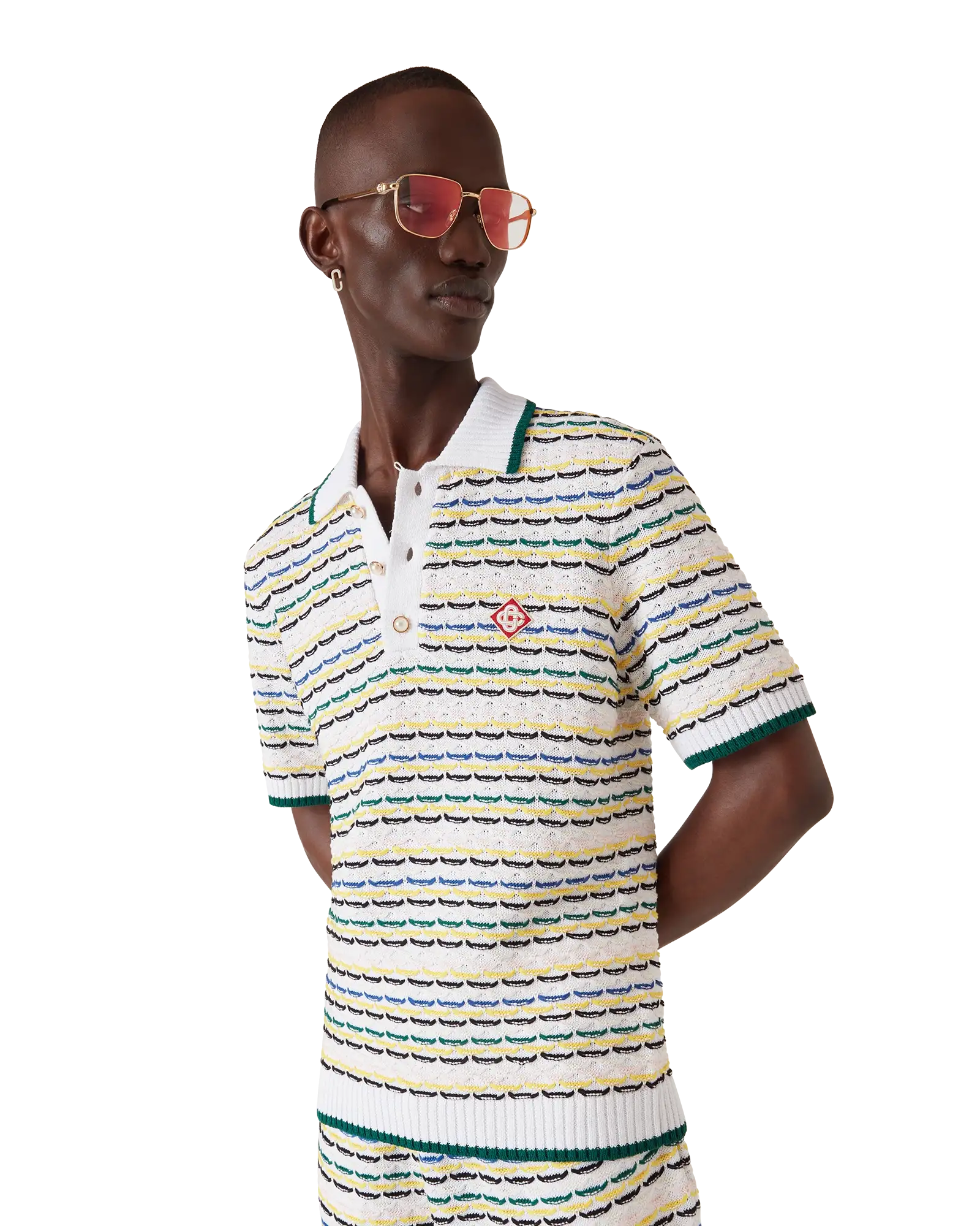 Tuck Stitch Short Sleeve Polo Shirt | Casablanca Paris | Image 4