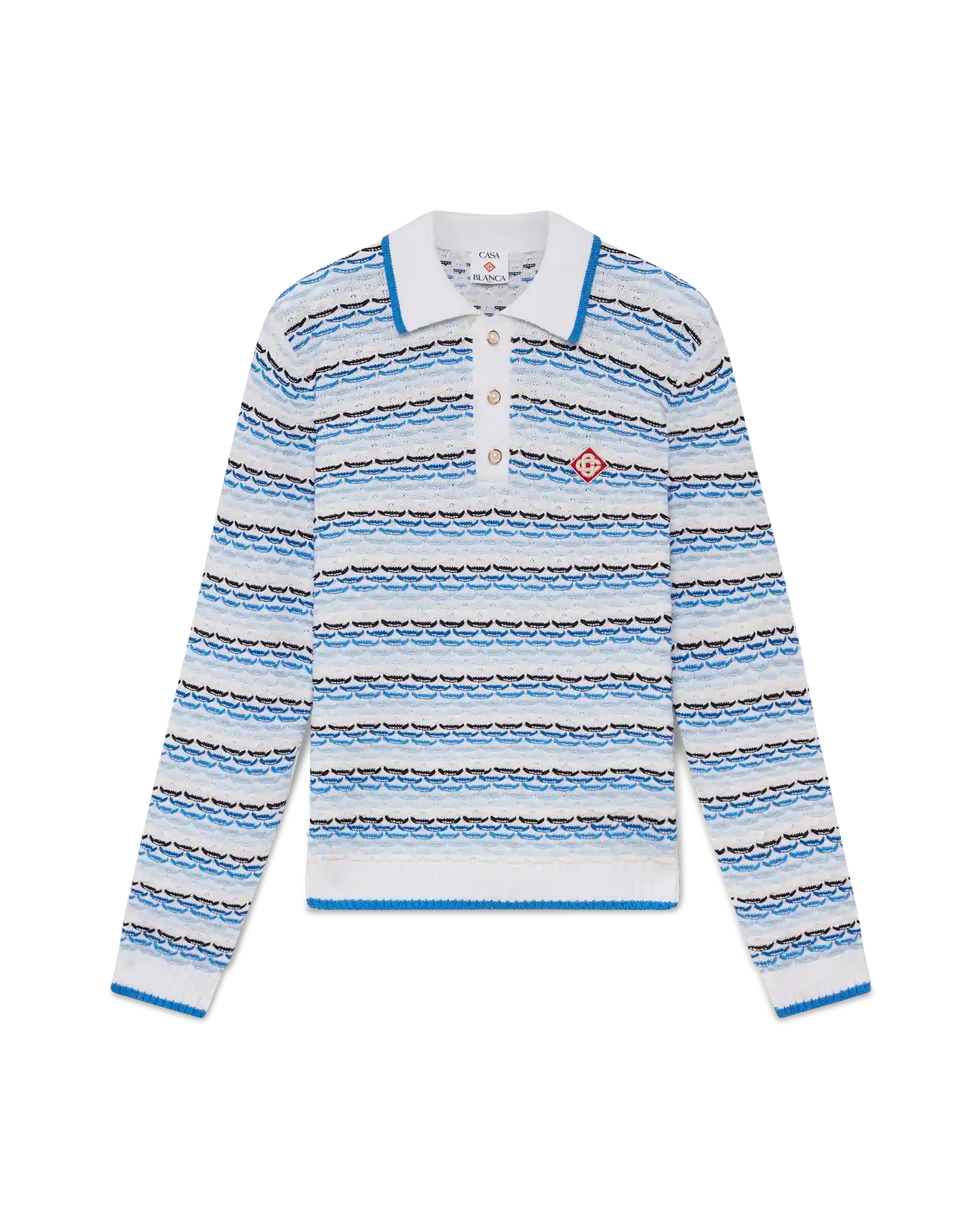 Tuck Stitch Long Sleeve Polo Shirt | Casablanca Paris | Image 1