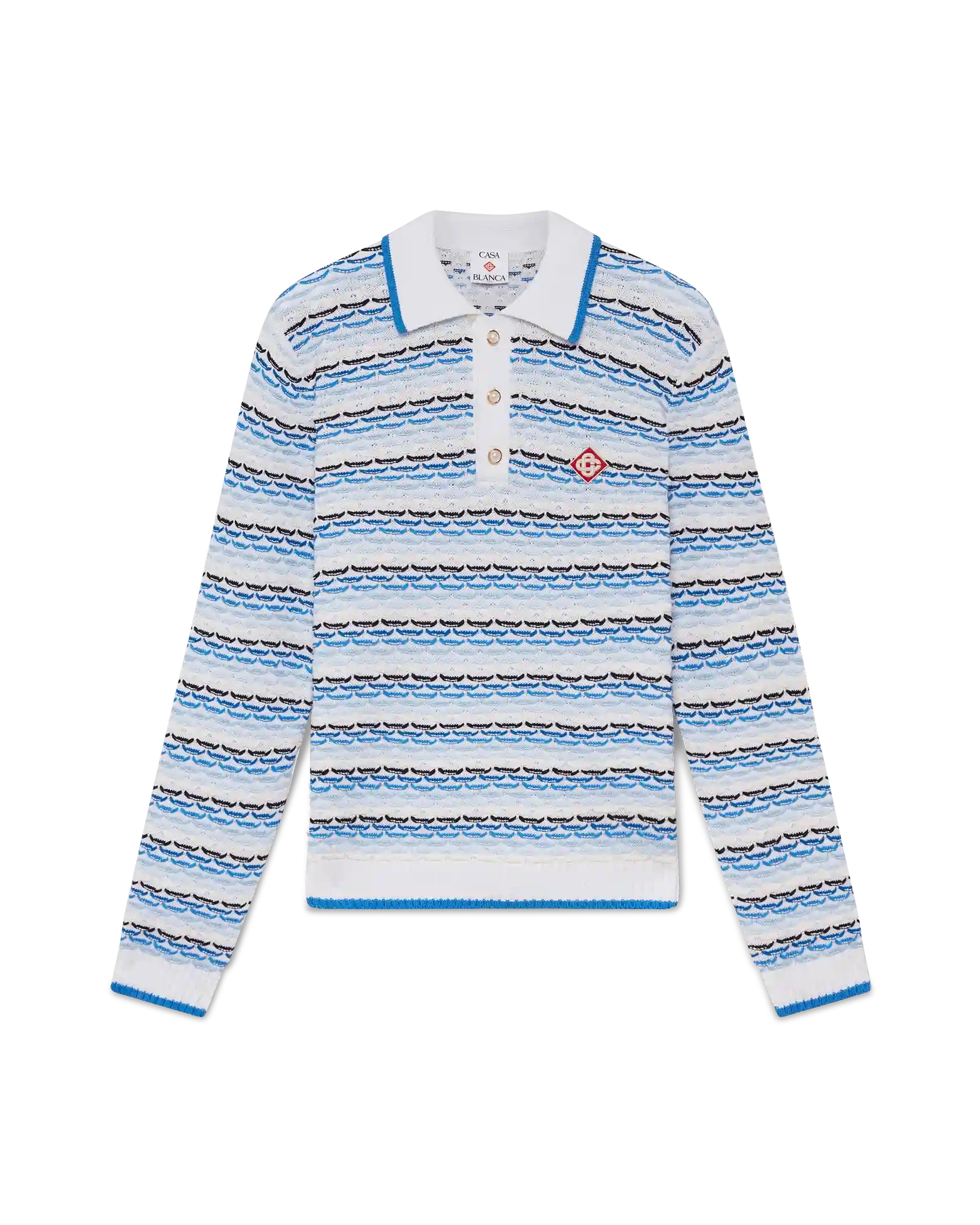 Tuck Stitch Long Sleeve Polo Shirt | Casablanca Paris | Image 1
