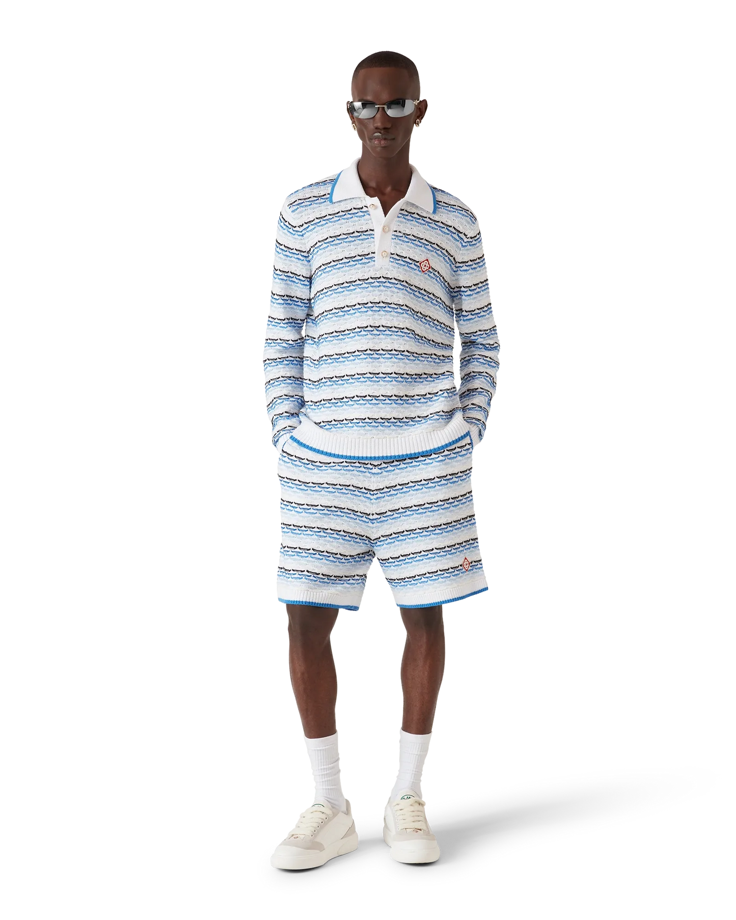 Tuck Stitch Long Sleeve Polo Shirt | Casablanca Paris | Image 2