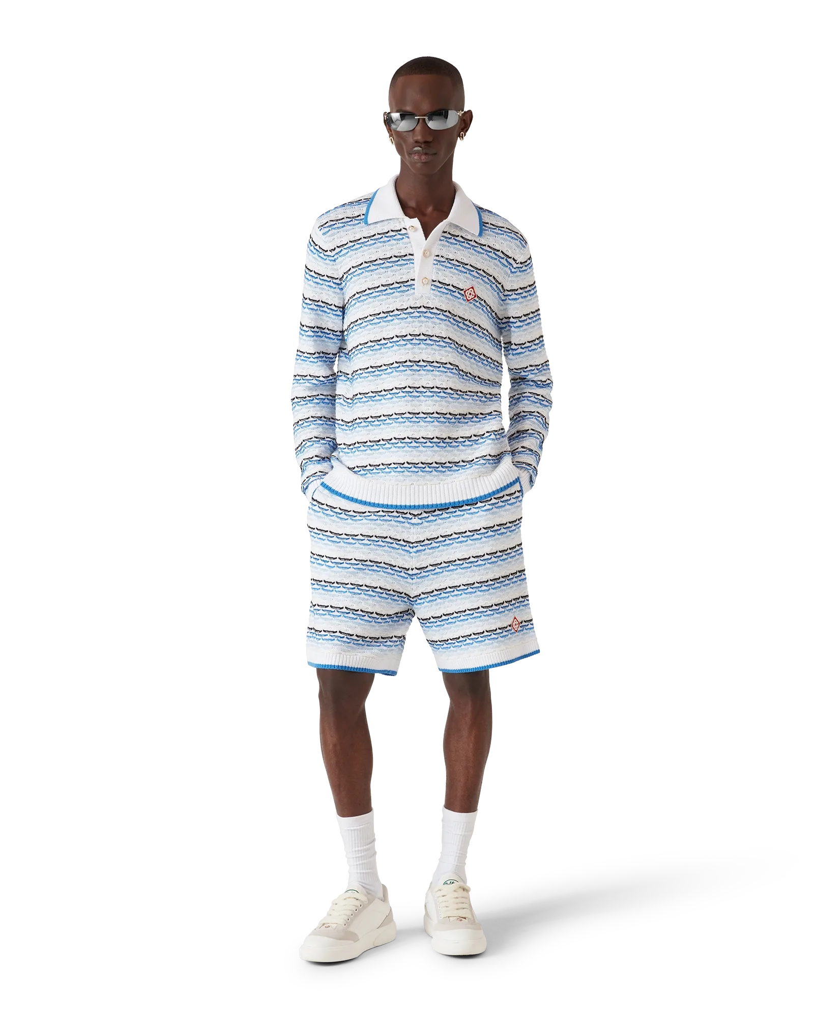 Tuck Stitch Long Sleeve Polo Shirt | Casablanca Paris | Image 2