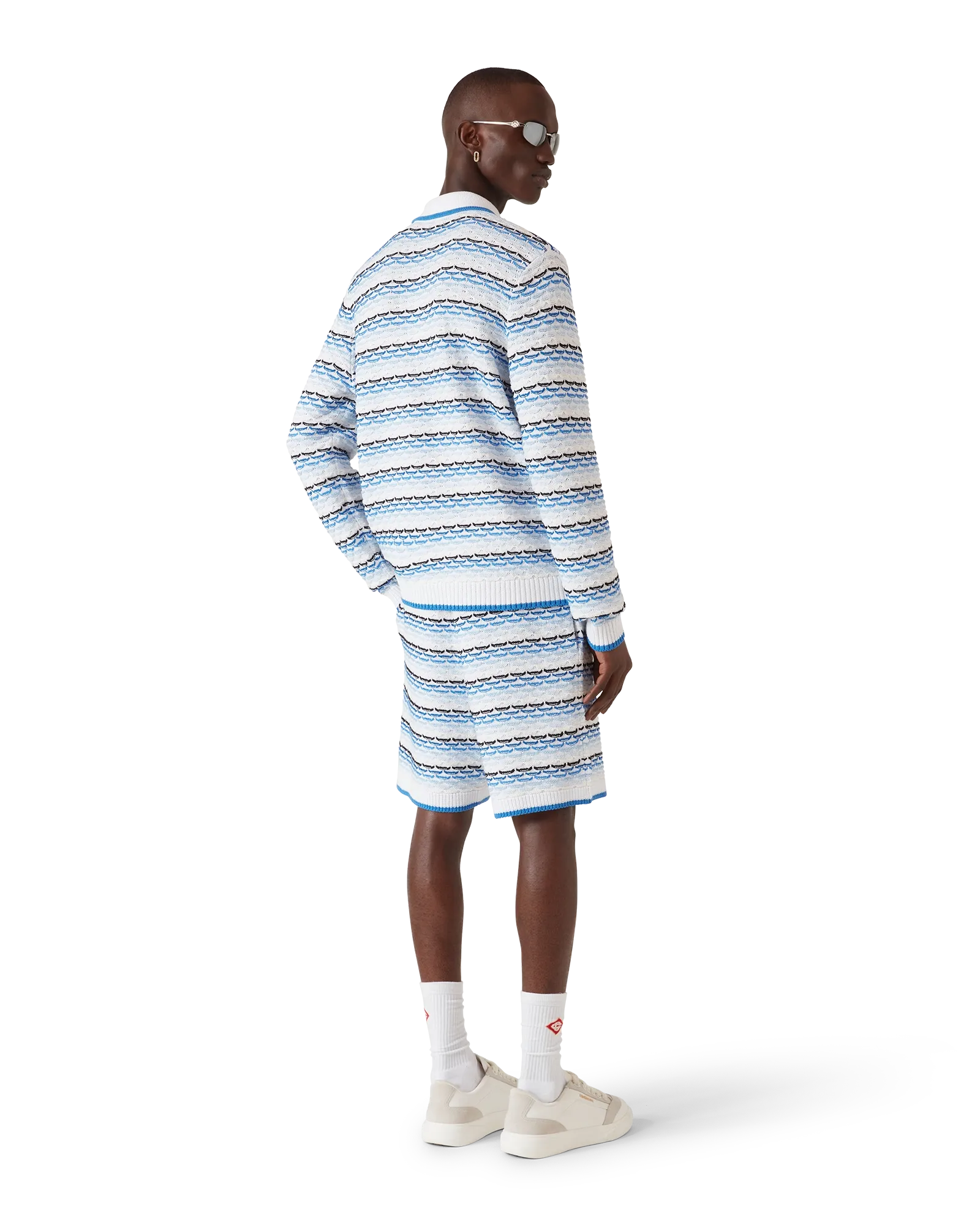 Tuck Stitch Long Sleeve Polo Shirt | Casablanca Paris | Image 3