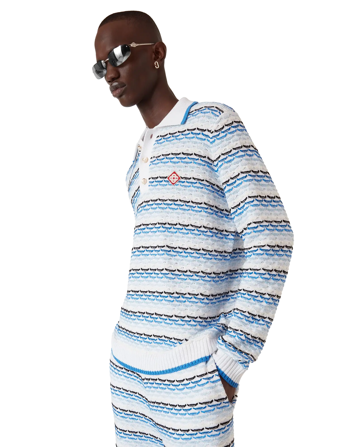Tuck Stitch Long Sleeve Polo Shirt | Casablanca Paris | Image 4