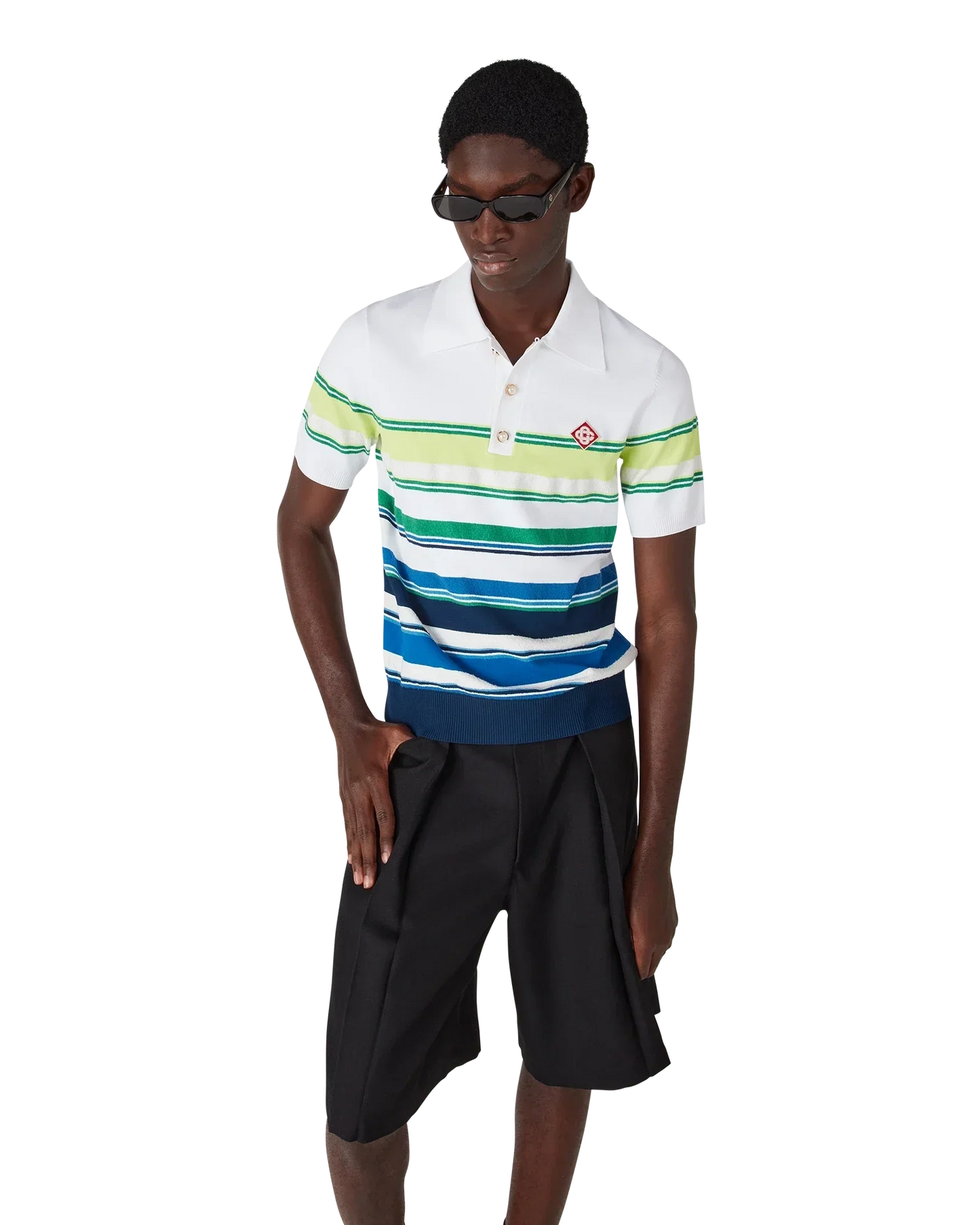 Gradient Stripe Short Sleeve Polo Shirt | Casablanca Paris | Image 4