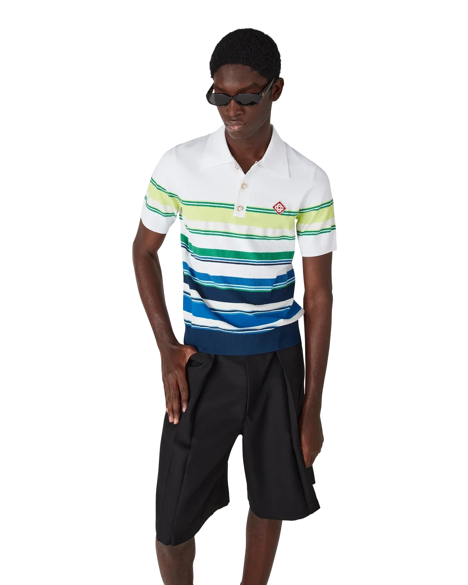 Gradient Stripe Short Sleeve Polo Shirt | Casablanca Paris | Image 4