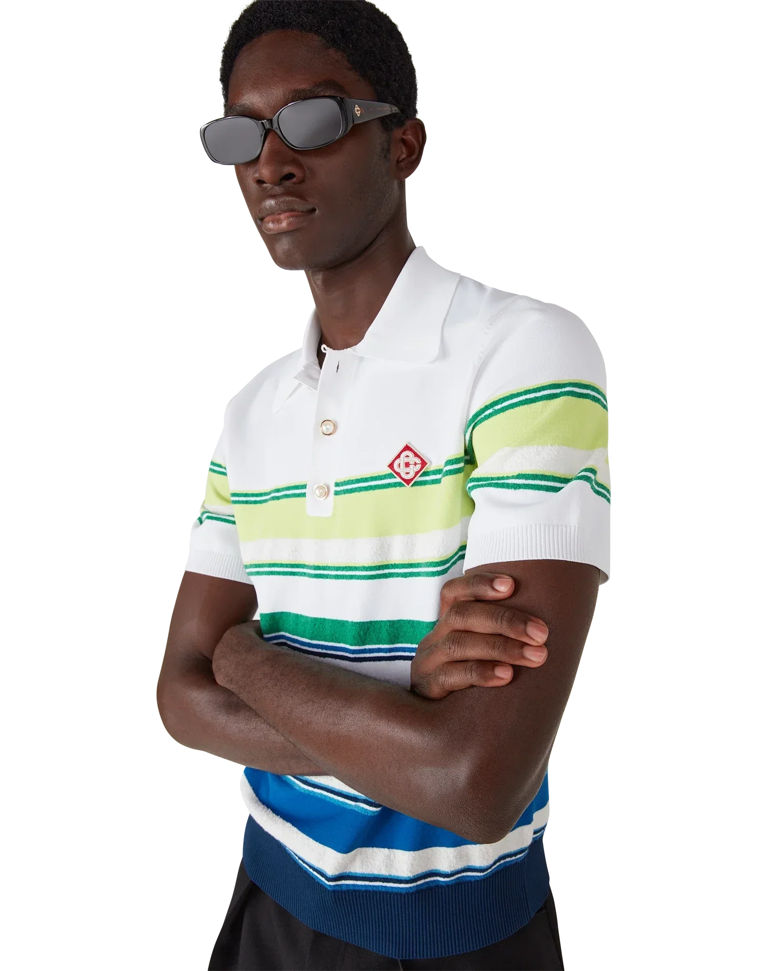 Gradient Stripe Short Sleeve Polo Shirt | Casablanca Paris | Image 5