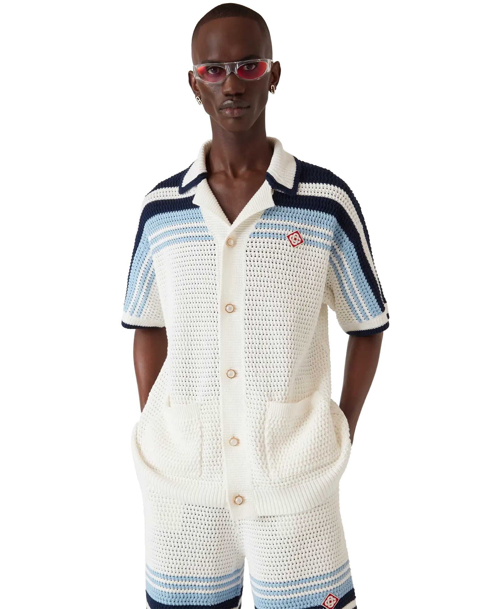 Tennis Cotton Crochet Short Sleeve Shirt | Casablanca Paris | Image 4