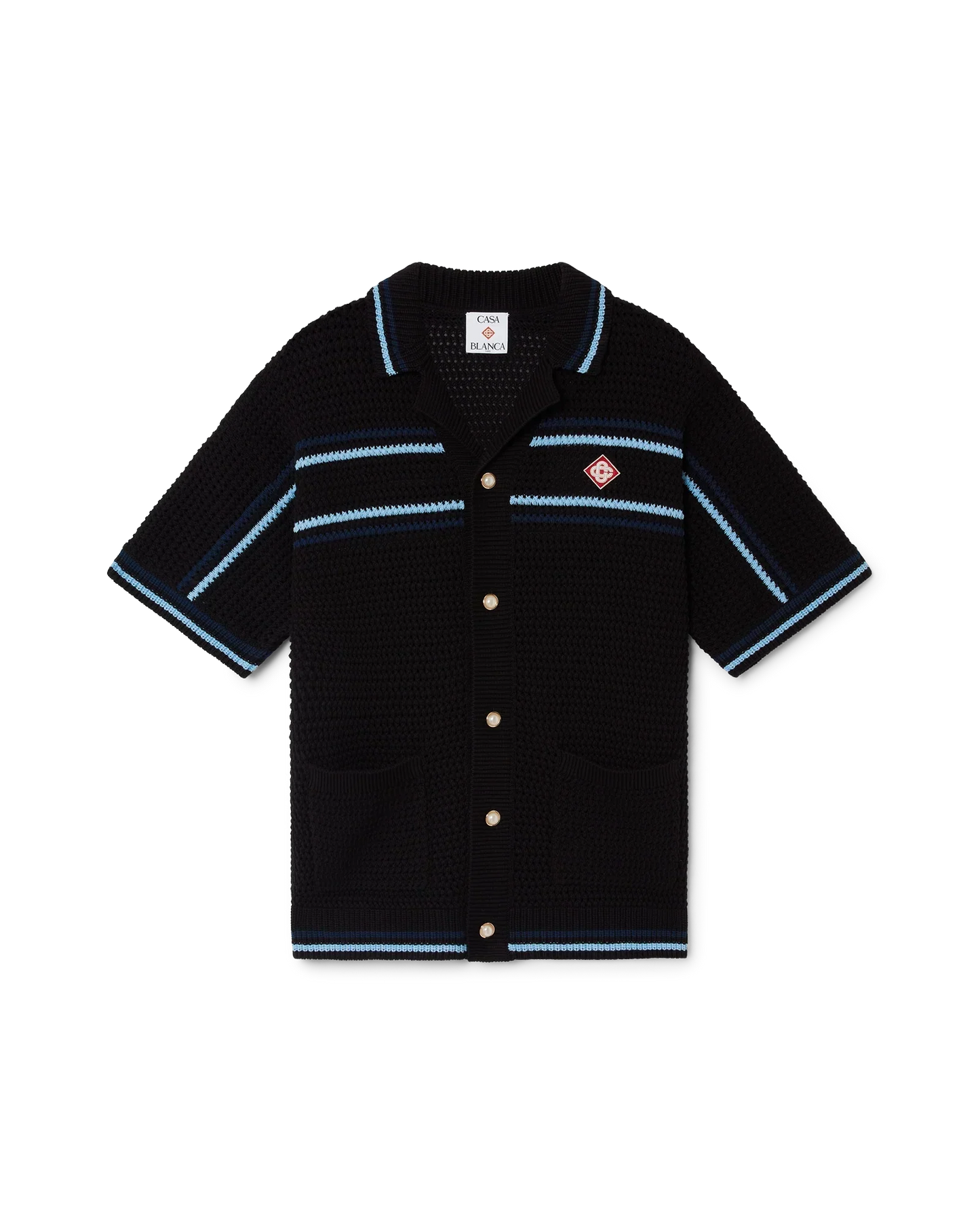 Tennis Cotton Crochet Short Sleeve Shirt | Casablanca Paris | Image 1