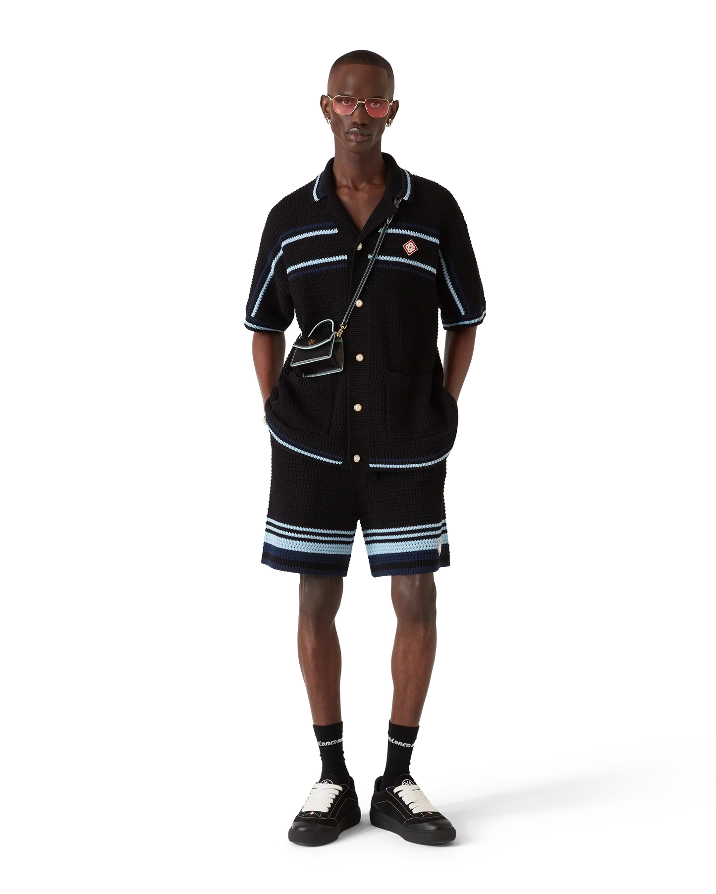 Tennis Cotton Crochet Short Sleeve Shirt | Casablanca Paris | Image 2