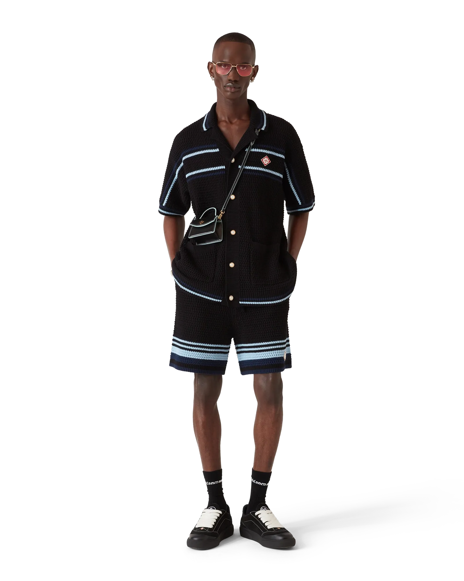 Tennis Cotton Crochet Short Sleeve Shirt | Casablanca Paris | Image 2