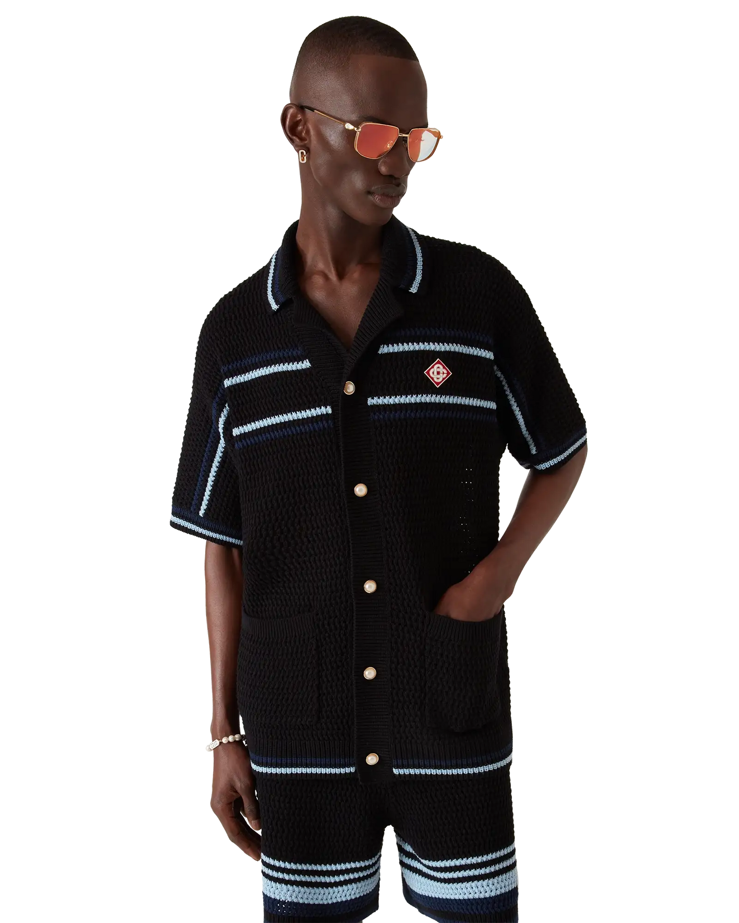 Tennis Cotton Crochet Short Sleeve Shirt | Casablanca Paris | Image 4