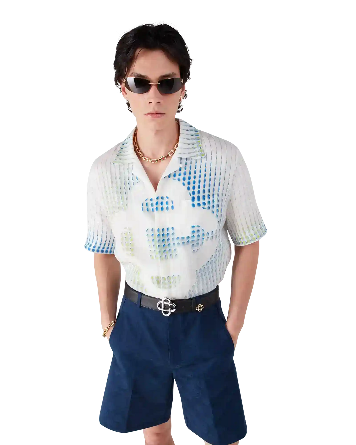 Dots Short Sleeve Linen Shirt | Casablanca Paris | Image 4