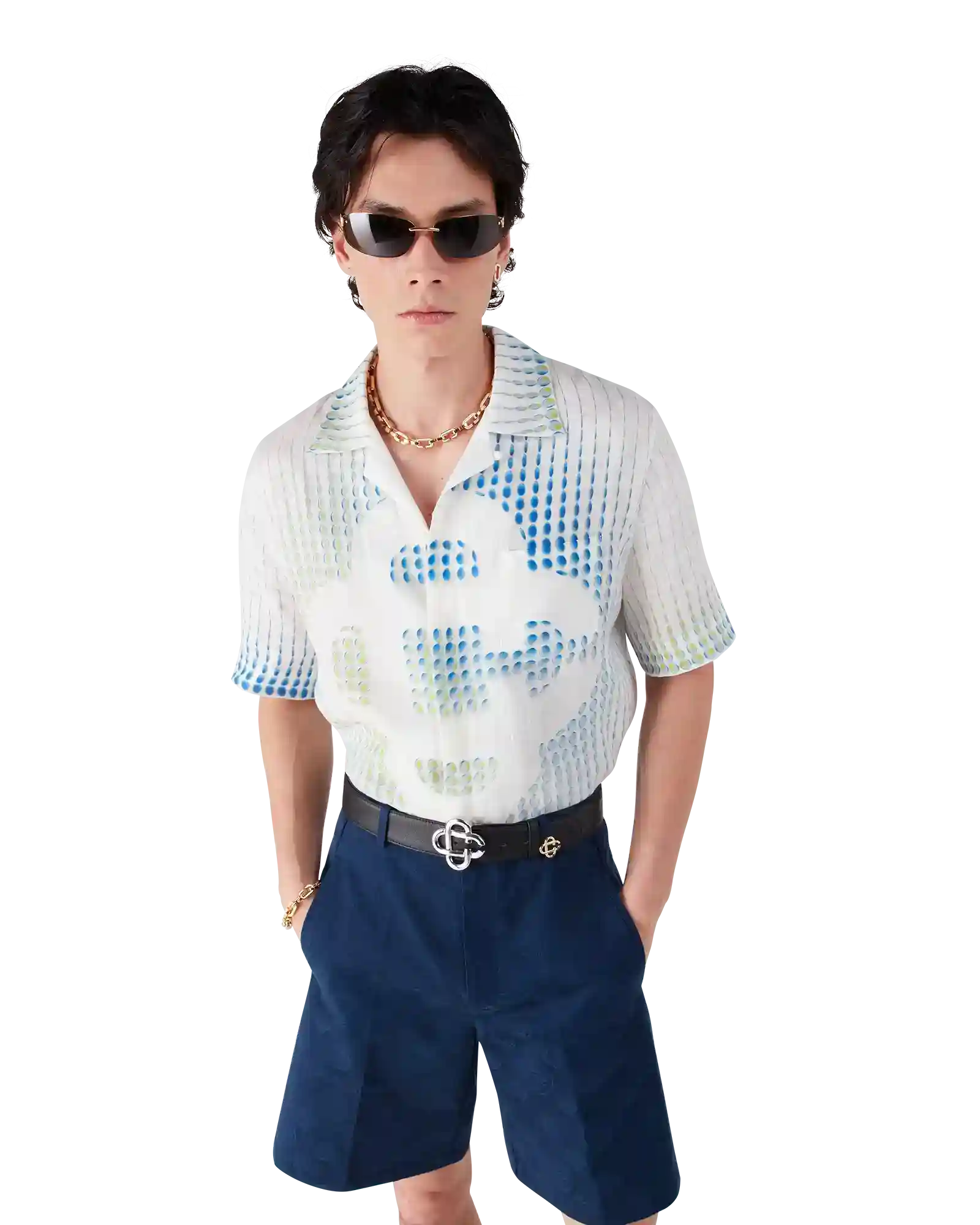 Dots Short Sleeve Linen Shirt | Casablanca Paris | Image 4