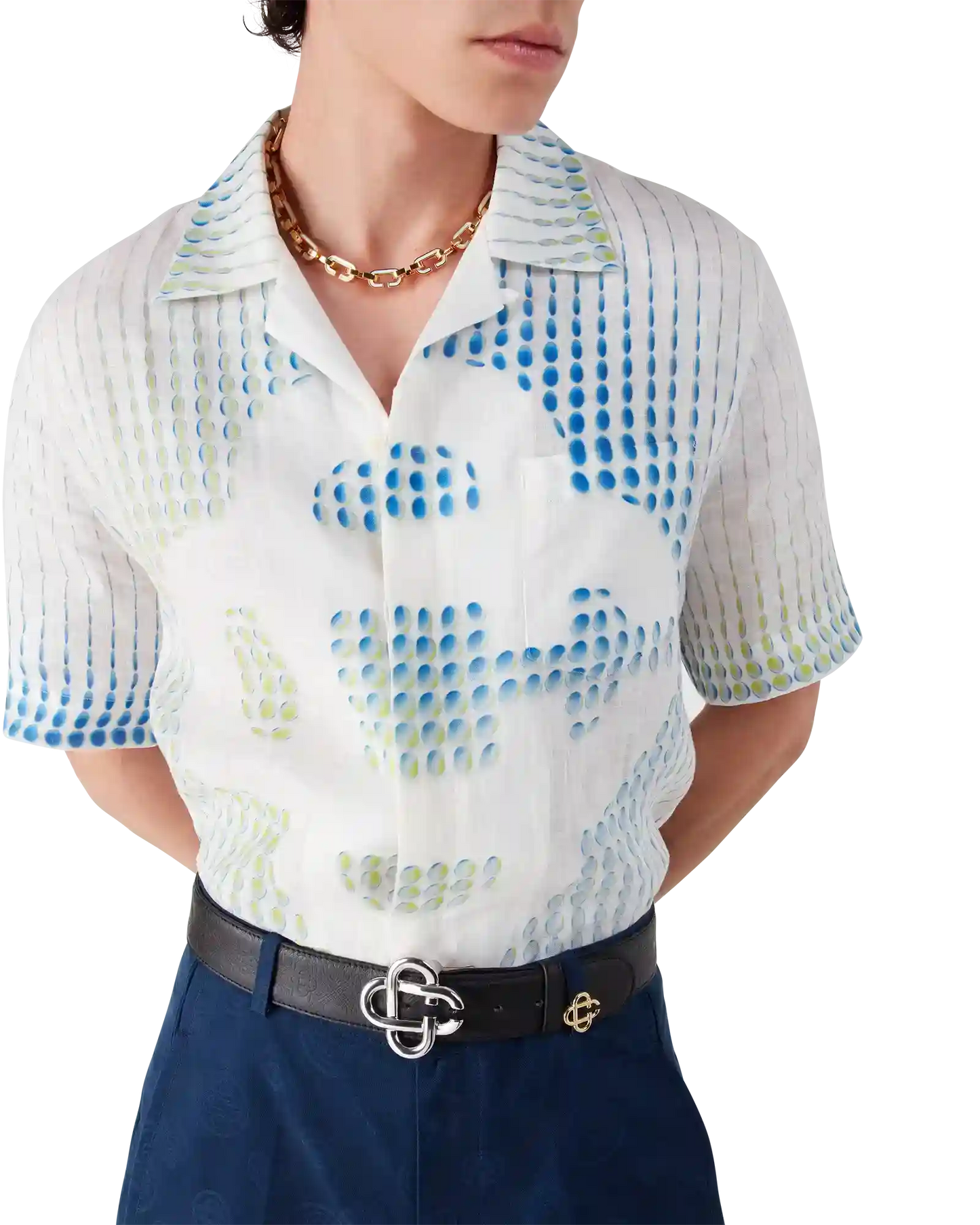 Dots Short Sleeve Linen Shirt | Casablanca Paris | Image 5