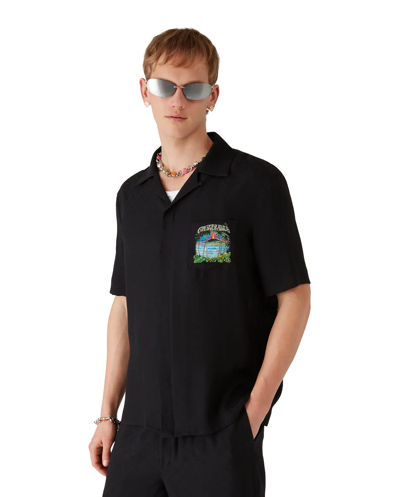Volcano Short Sleeve Jacquard Shirt | Casablanca Paris | Image 4
