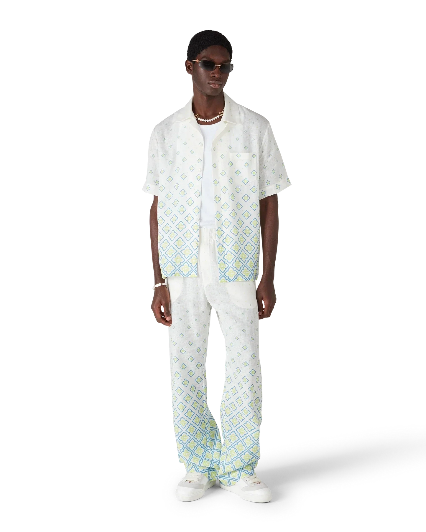 Degrade Monogram Short Sleeve Linen Shirt | Casablanca Paris | Image 2