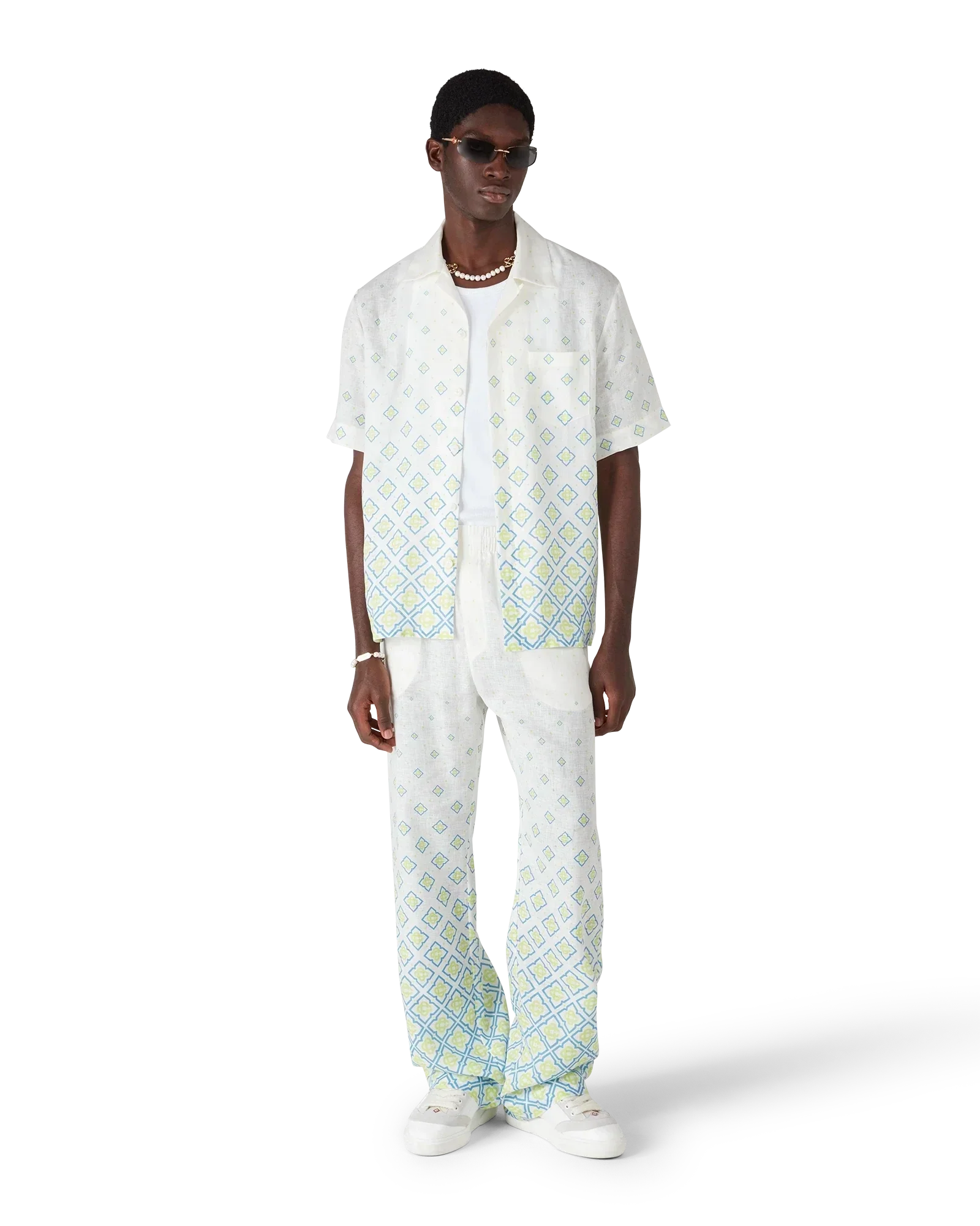 Degrade Monogram Short Sleeve Linen Shirt | Casablanca Paris | Image 2