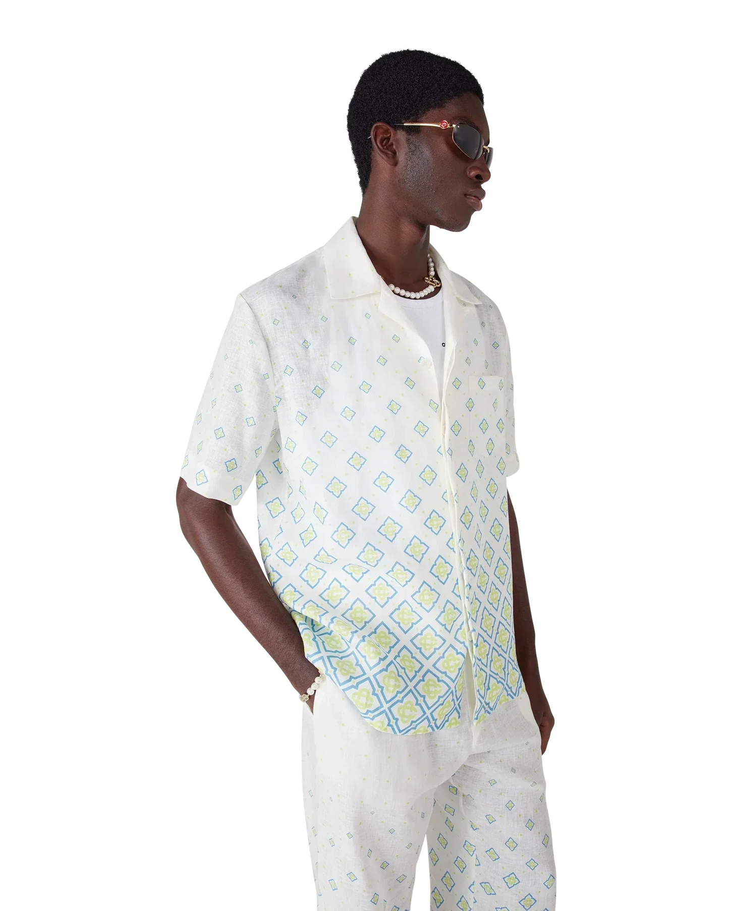 Degrade Monogram Short Sleeve Linen Shirt | Casablanca Paris | Image 4