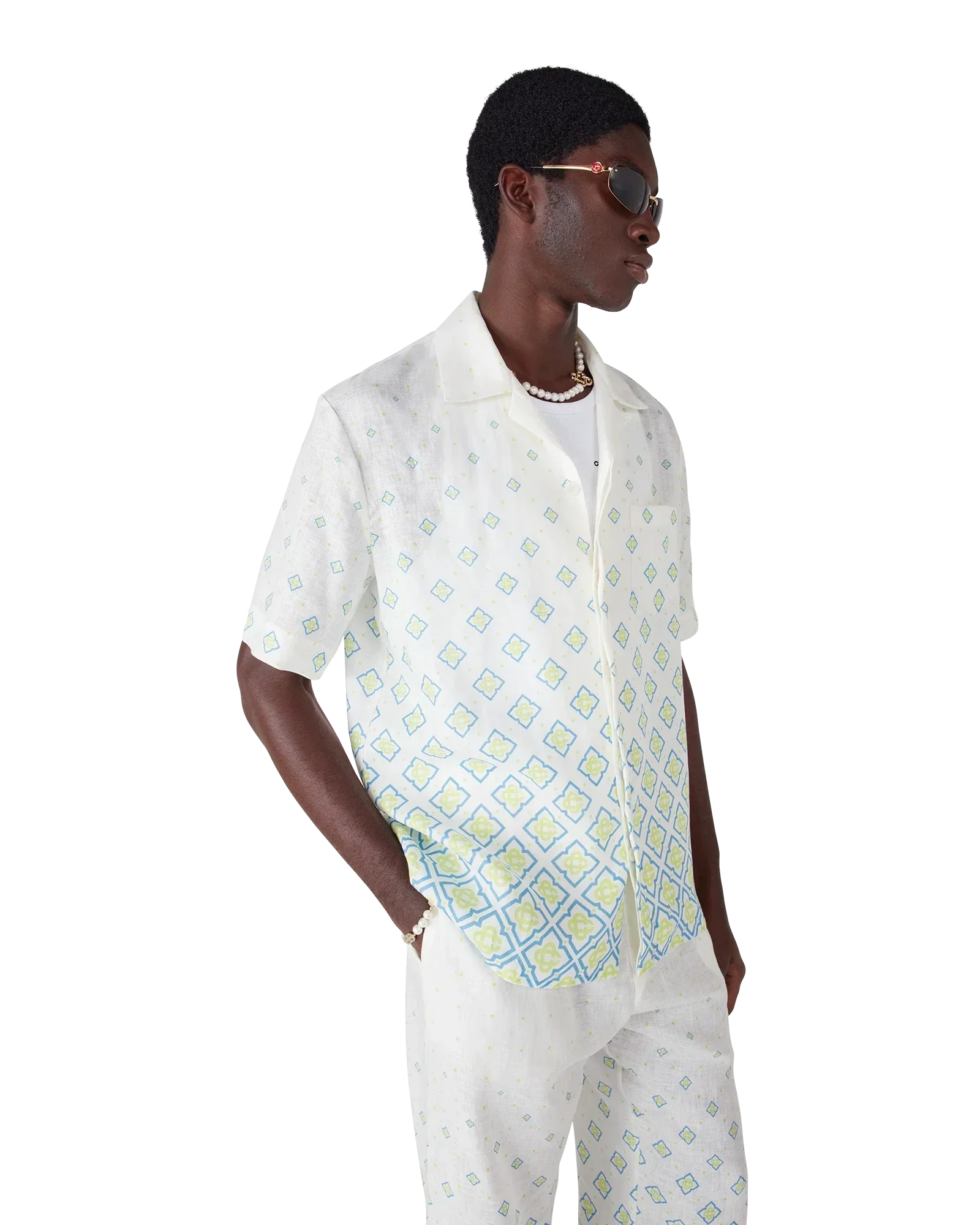 Degrade Monogram Short Sleeve Linen Shirt | Casablanca Paris | Image 4
