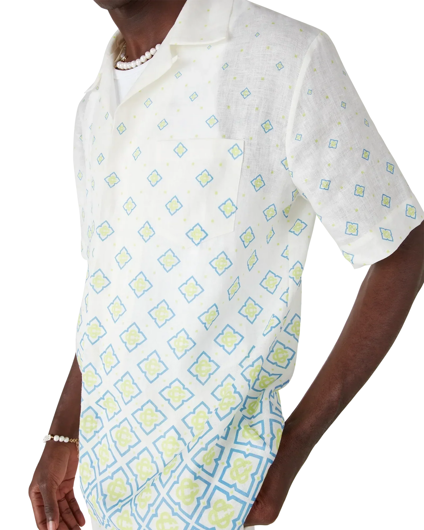 Degrade Monogram Short Sleeve Linen Shirt | Casablanca Paris | Image 5
