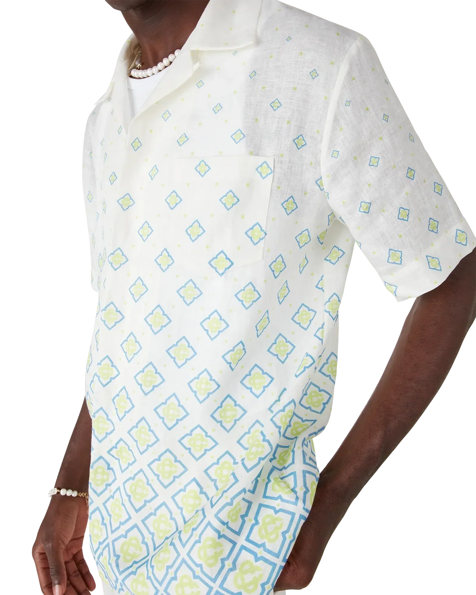 Degrade Monogram Short Sleeve Linen Shirt | Casablanca Paris | Image 5