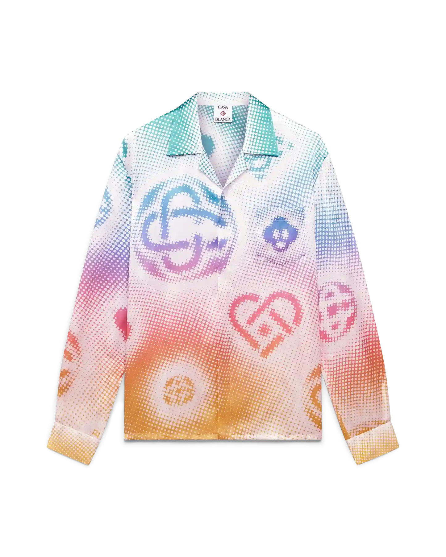 Halftone Logo Long Sleeve Silk Shirt | Casablanca Paris | Image 1