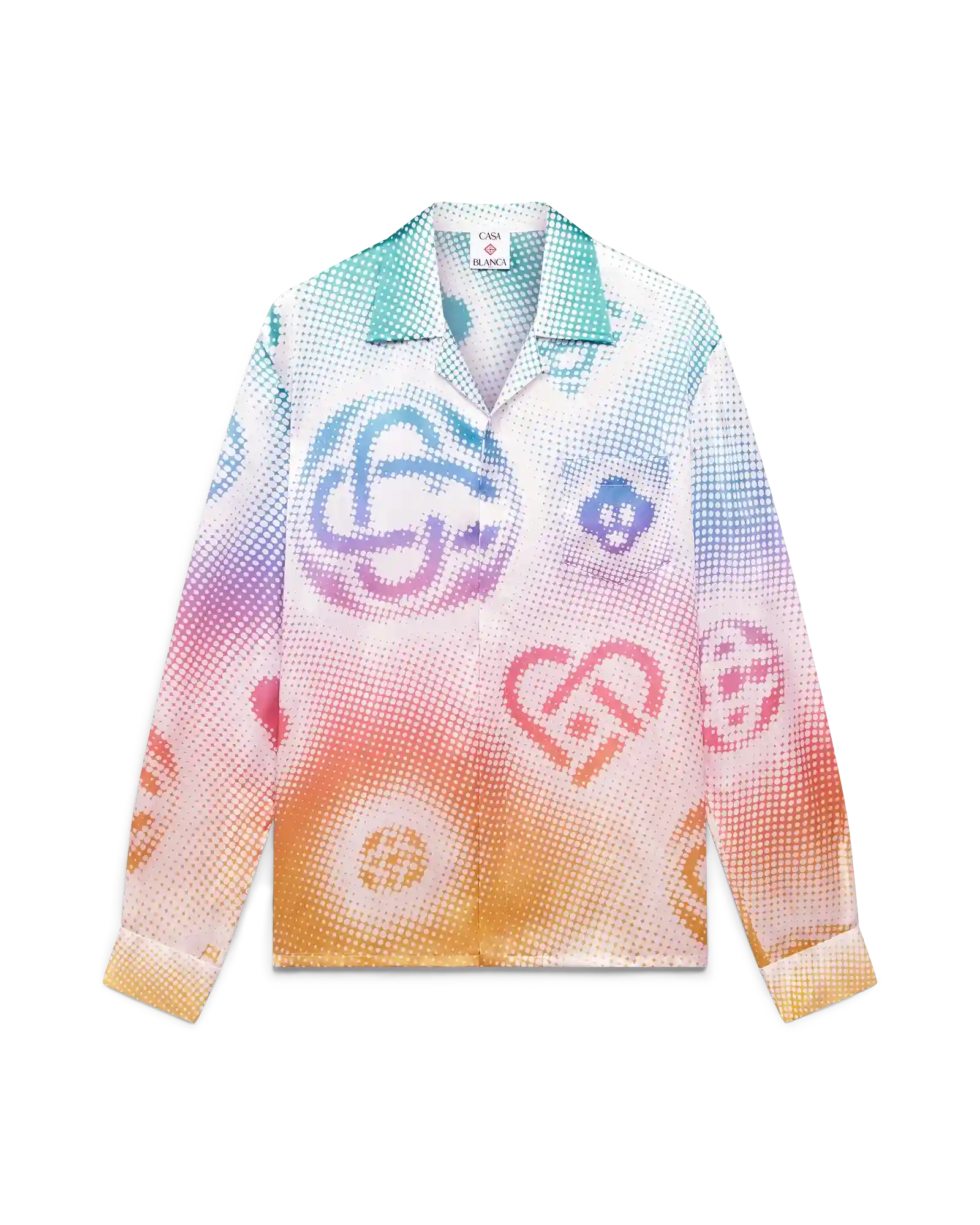 Halftone Logo Long Sleeve Silk Shirt | Casablanca Paris | Image 1