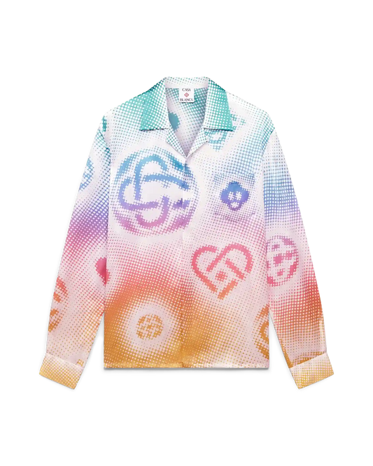 Halftone Logo Long Sleeve Silk Shirt | Casablanca Paris | Image 1