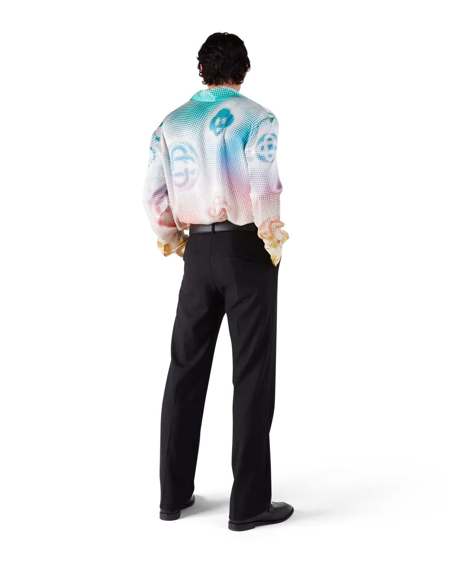 Halftone Logo Long Sleeve Silk Shirt | Casablanca Paris | Image 3