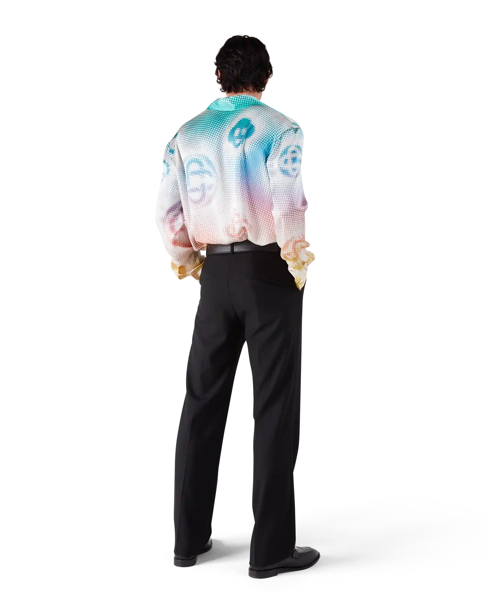 Halftone Logo Long Sleeve Silk Shirt | Casablanca Paris | Image 3
