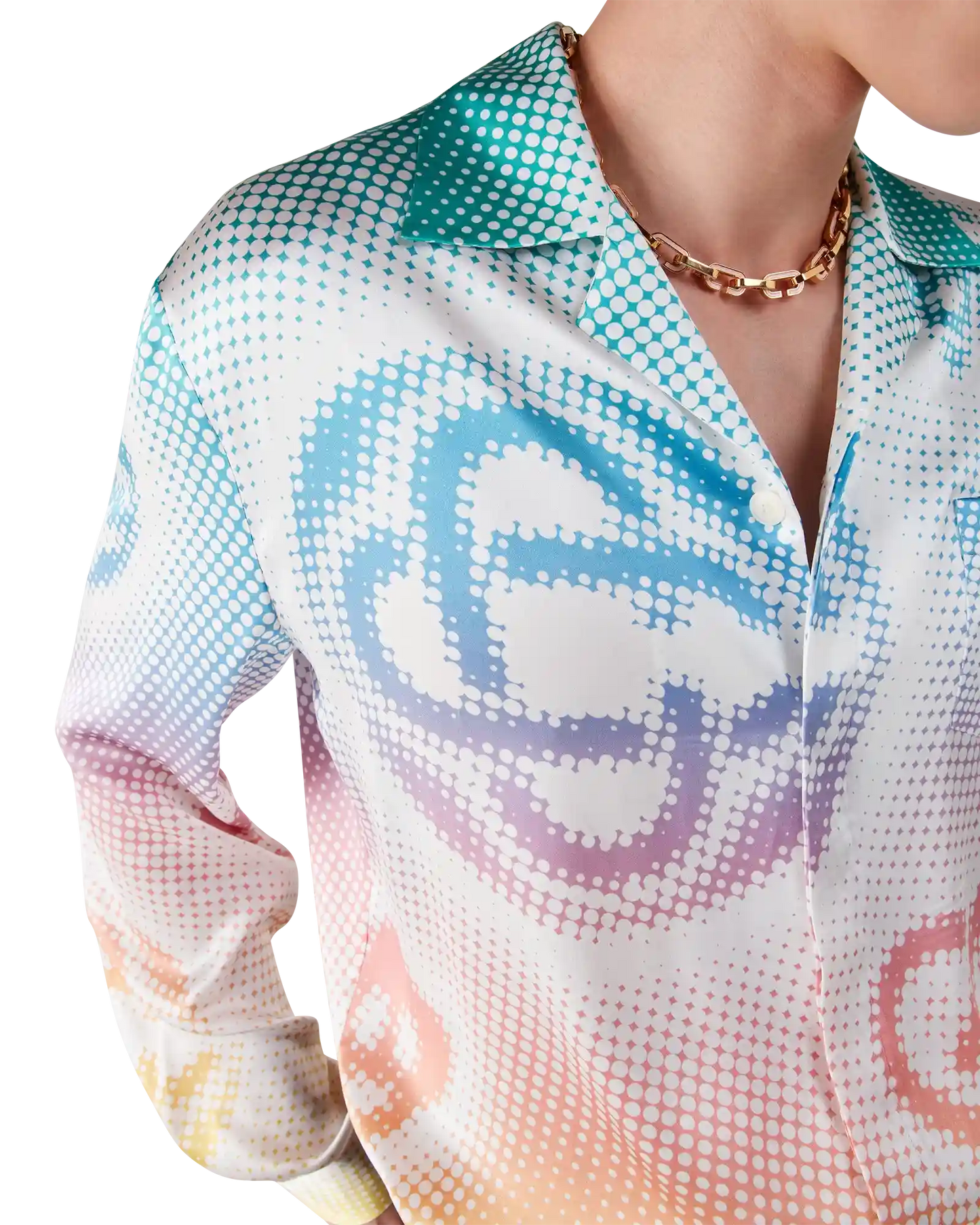 Halftone Logo Long Sleeve Silk Shirt | Casablanca Paris | Image 5