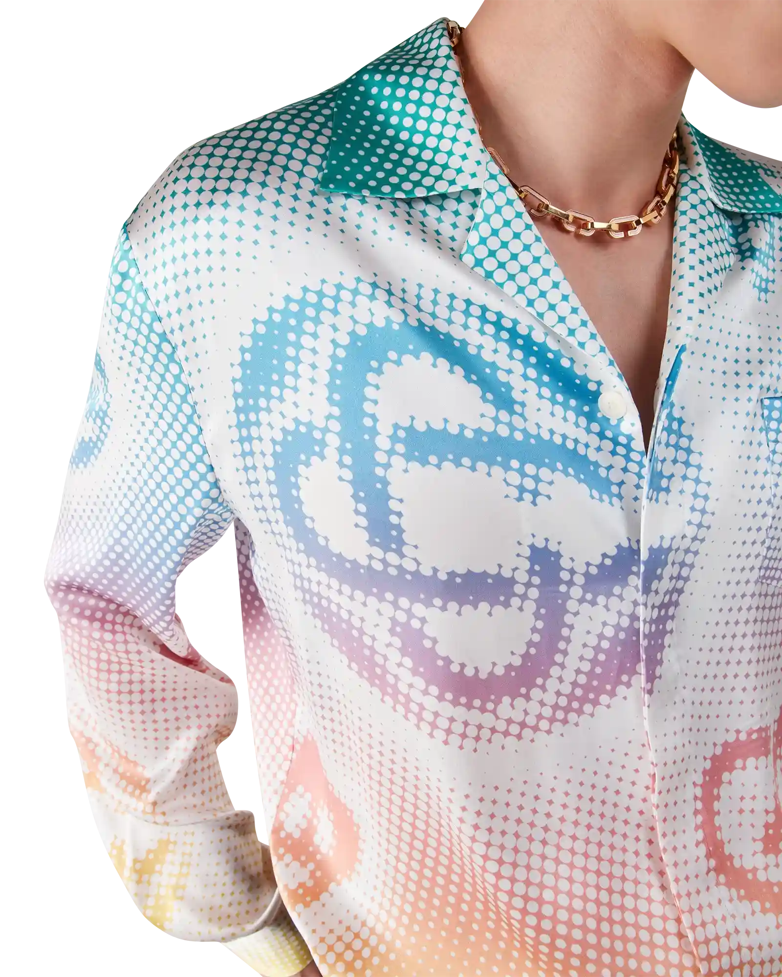 Halftone Logo Long Sleeve Silk Shirt | Casablanca Paris | Image 5
