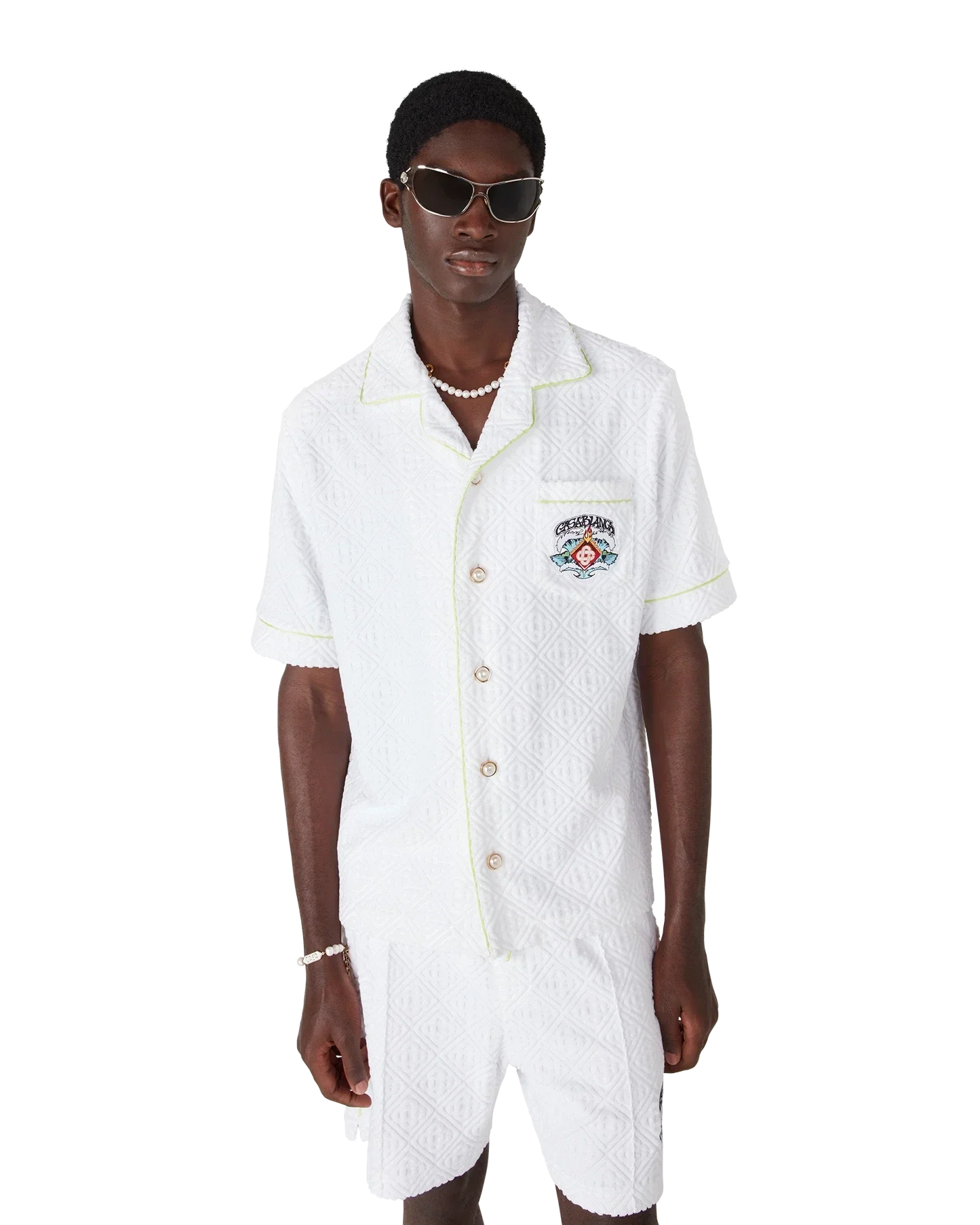 White Short Sleeve Towelling Shirt | Casablanca Paris | Image 6