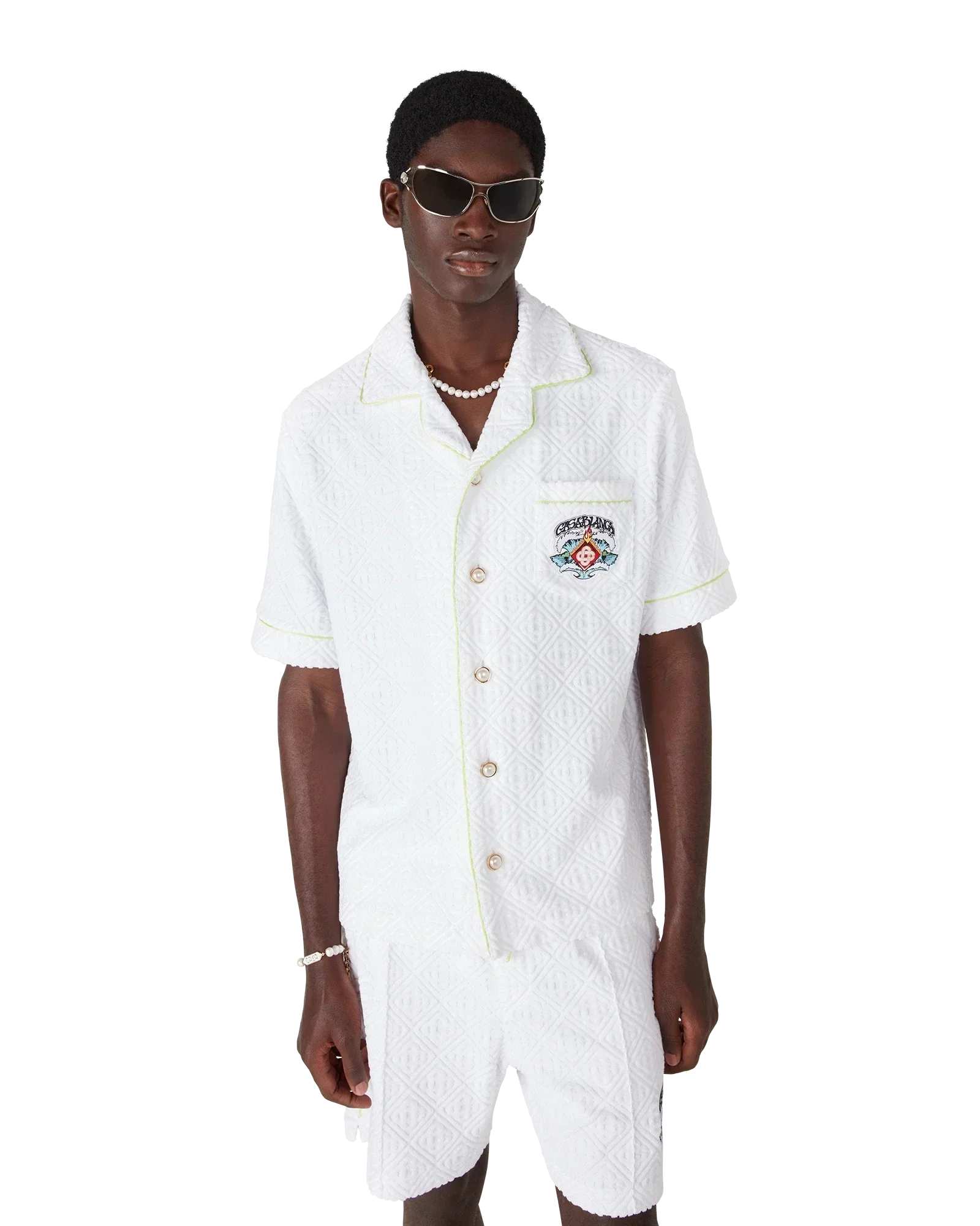 White Short Sleeve Towelling Shirt | Casablanca Paris | Image 6