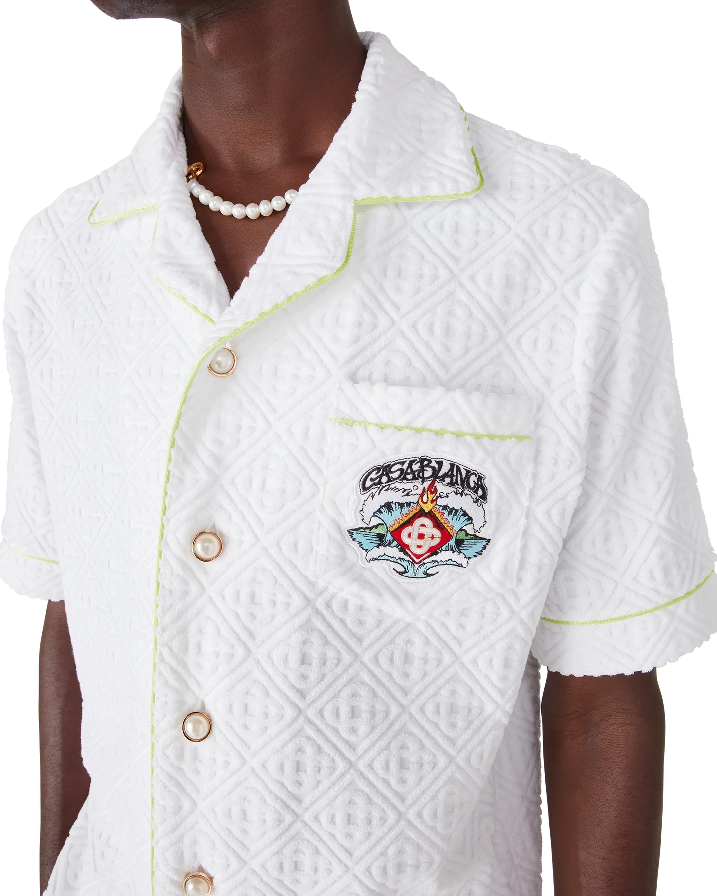 White Short Sleeve Towelling Shirt | Casablanca Paris | Image 7