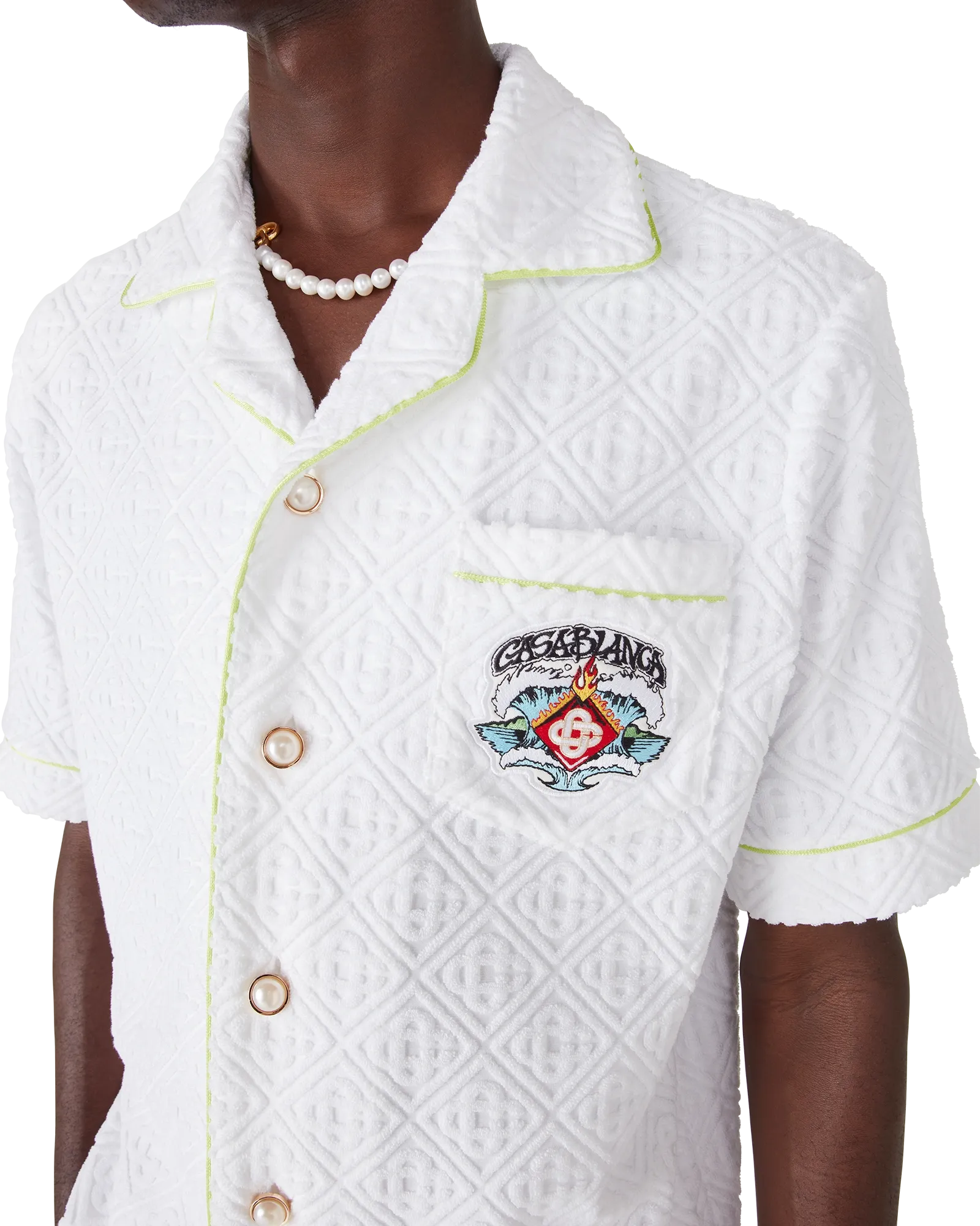 White Short Sleeve Towelling Shirt | Casablanca Paris | Image 7