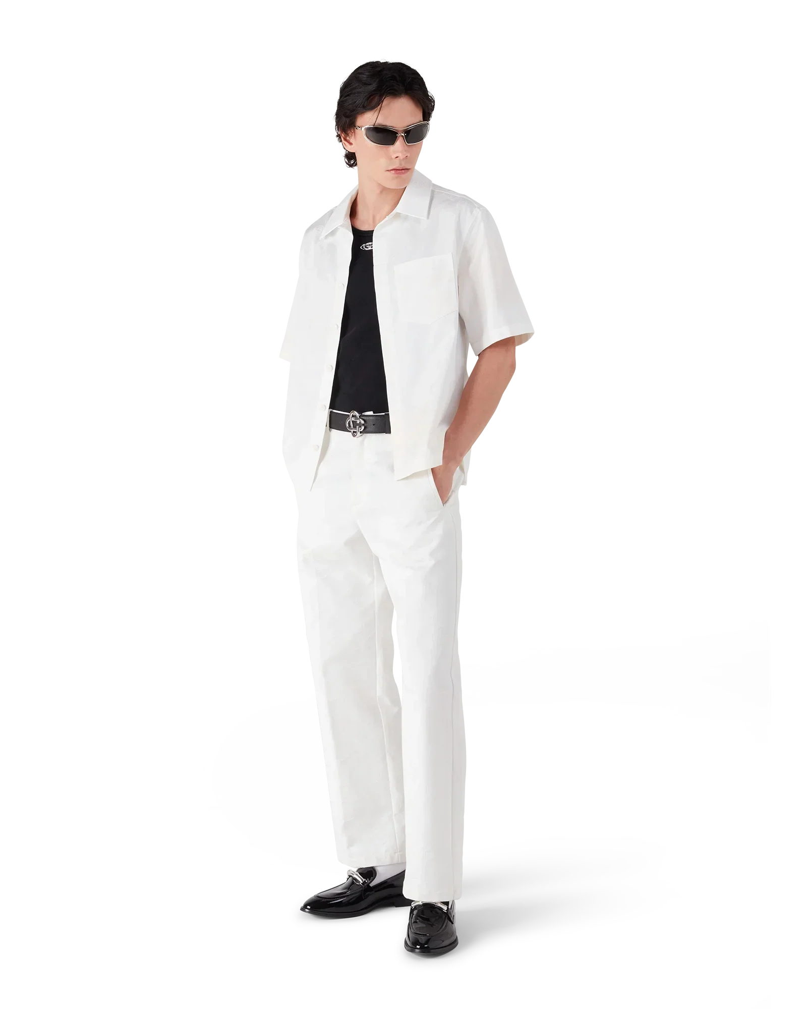 White Monogram Short Sleeve Shirt | Casablanca Paris | Image 2