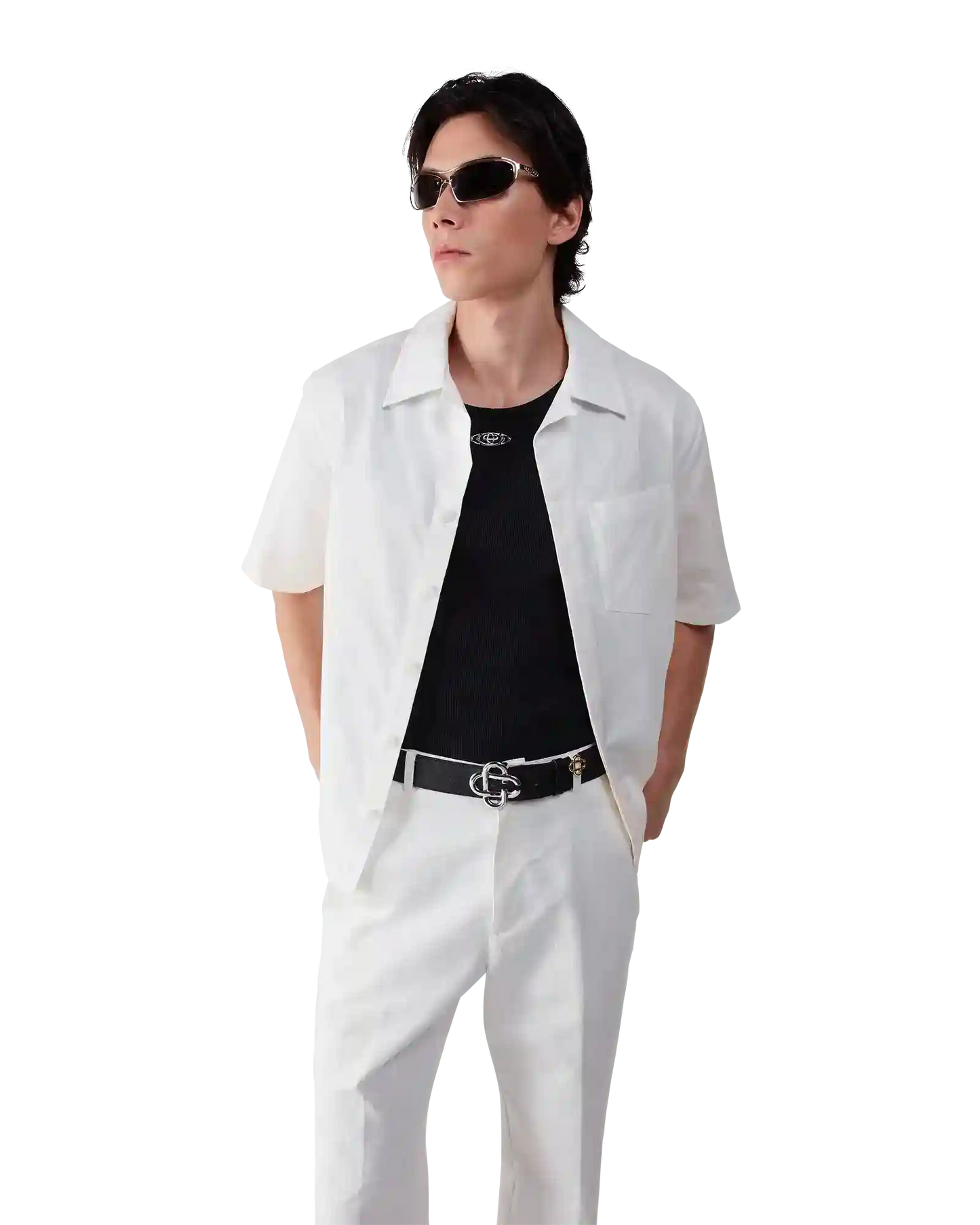 White Monogram Short Sleeve Shirt | Casablanca Paris | Image 4