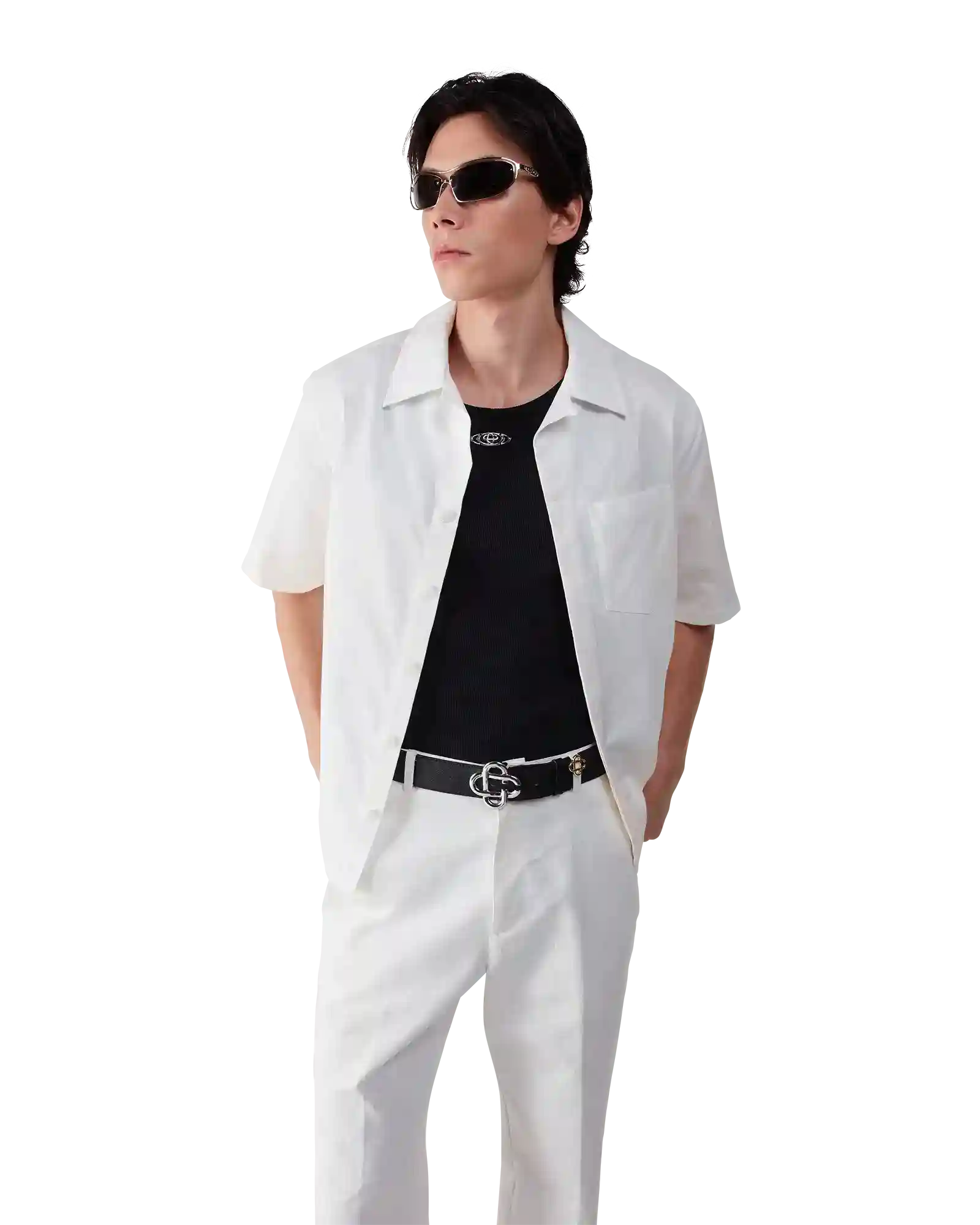 White Monogram Short Sleeve Shirt | Casablanca Paris | Image 4