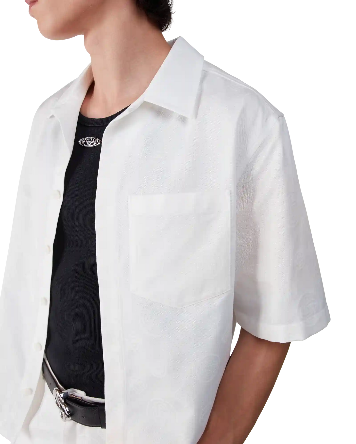 White Monogram Short Sleeve Shirt | Casablanca Paris | Image 5